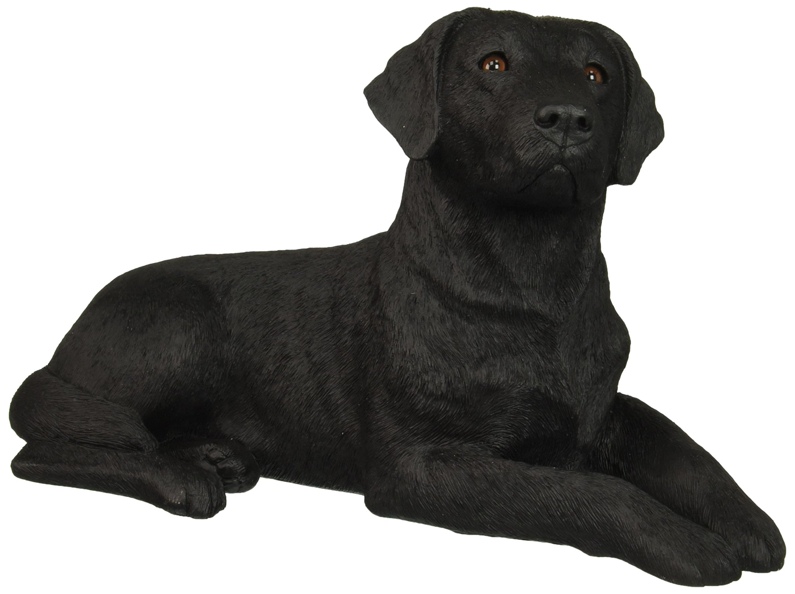 Sandicast Original Size Black Labrador Retriever Sculpture, Lying