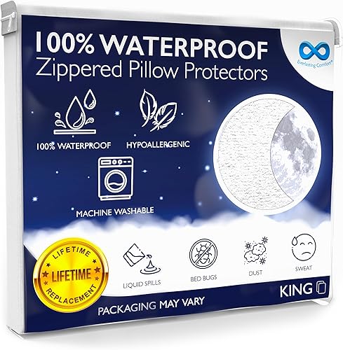 Miniatura 10 de Everlasting Comfort protector de almohada de 2 unidades impermeable comodidad al 100 hipoalergénico con membrana respirable Blanco Estándar