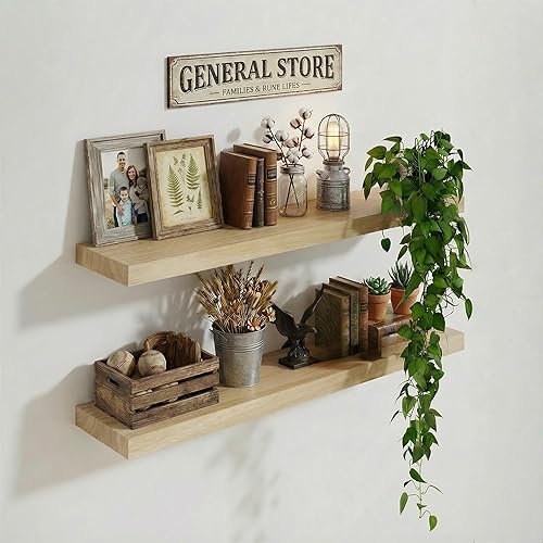 Miniatura 13 de IAE Estantes flotantes de pared de nogal de 16 pulgadas, estantes de baño montados en la pared, estante invisible, estantes flotantes de cocina,