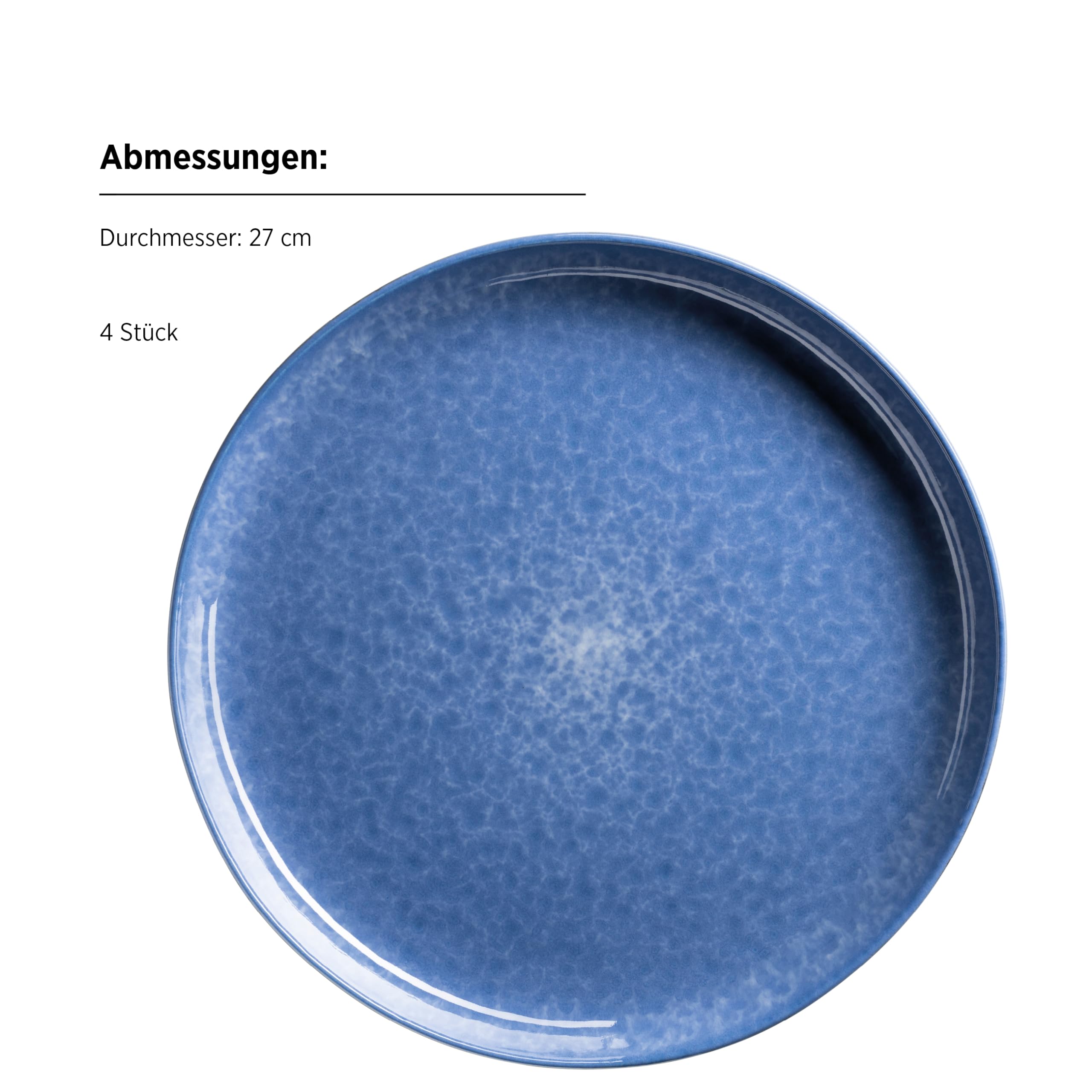MÄSER 934109 Serie Filippa, vajilla de cerámica para 4 personas, moderno juego de vajilla combinada de 16 piezas; platos, cuencos y vasos con esmalte reactivo en azul y negro, gres, azul.