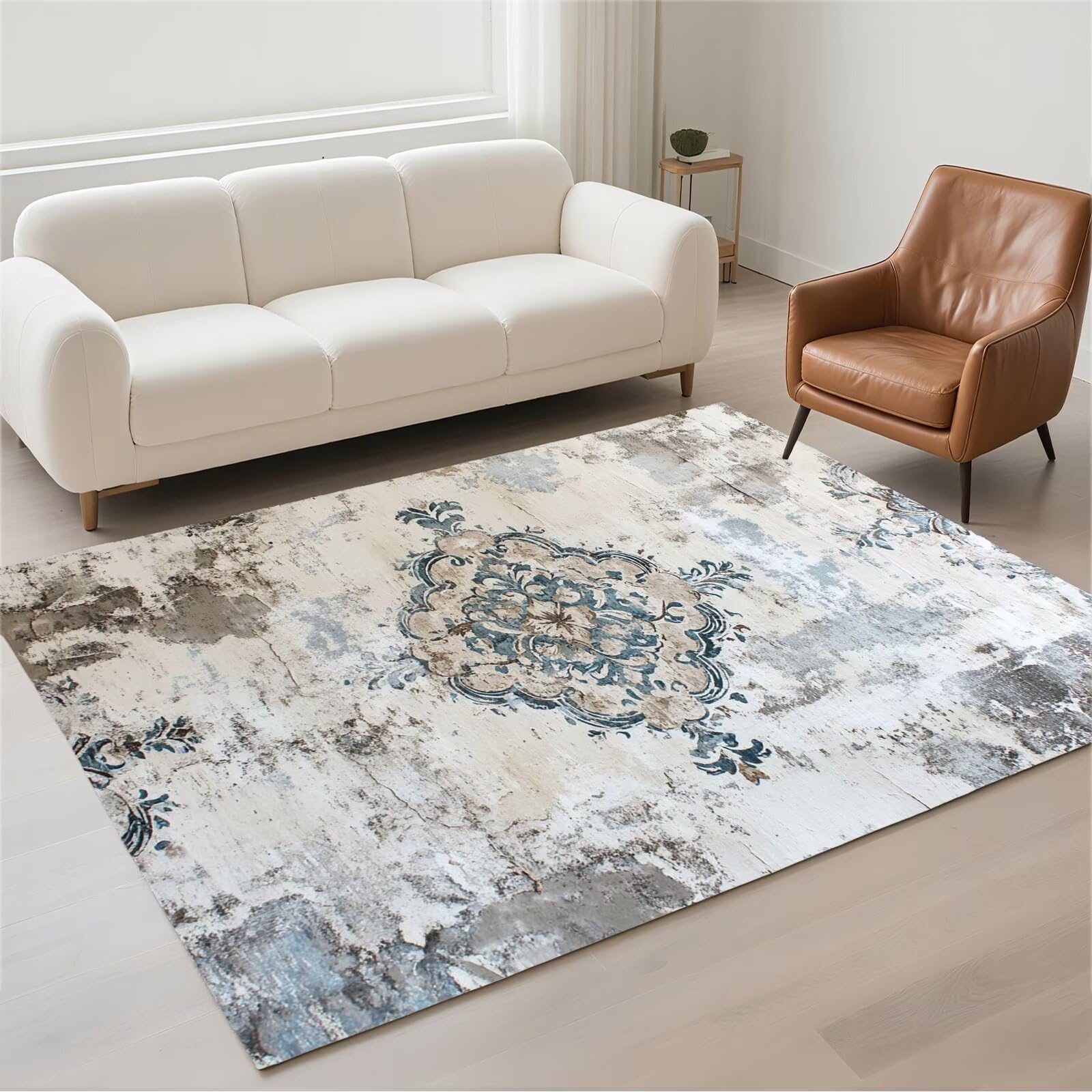 Tapis salon imperméable 100x200cm lavable et moderne retro