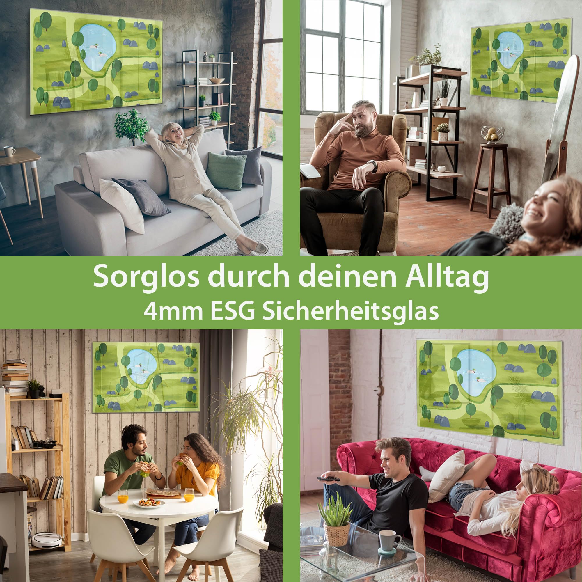 banjado Glas-Magnettafel in 120x80cm, beschreibbar mit Tiermotiv