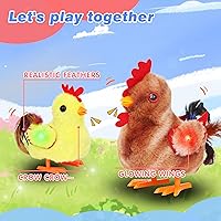 Vista 5 de Hopearl - Pollo caminante, mascota, gallo, pollito, juguete de peluche interactivo electrónico, granja, animales animados, regalos para niños