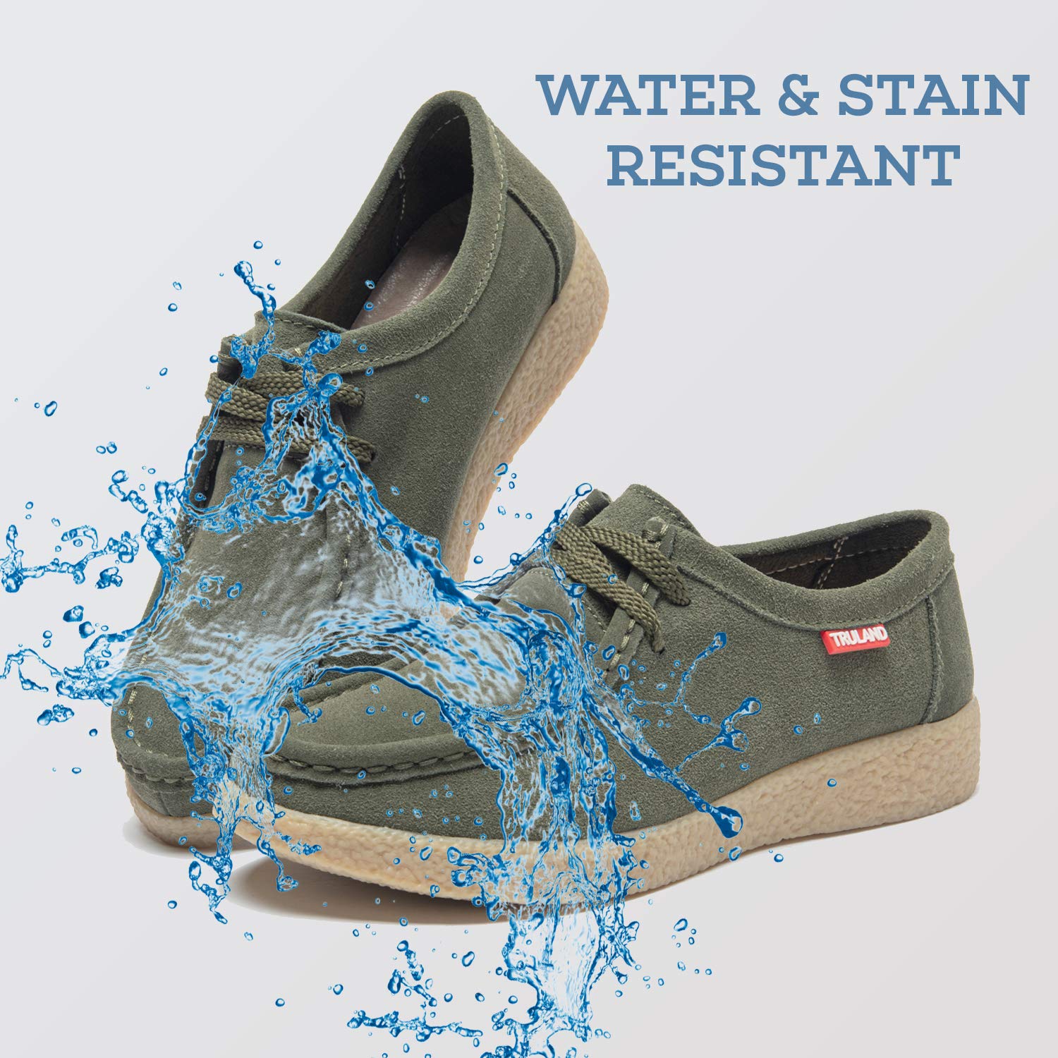 TRULAND Damen Schnürschuhe Mokassin – Wildleder Halbschuhe Wallabees