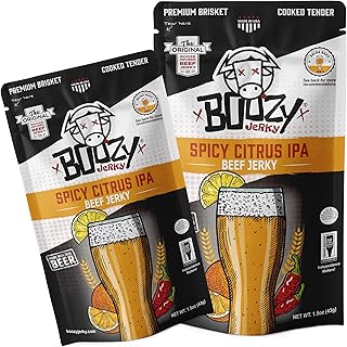 Boozy Beef Jerky | Craft Beer Infused | Spicy Citrus IPA Brisket Jerky | 2 pack | All Natural | High Protein | Premium Marinated Small Batch