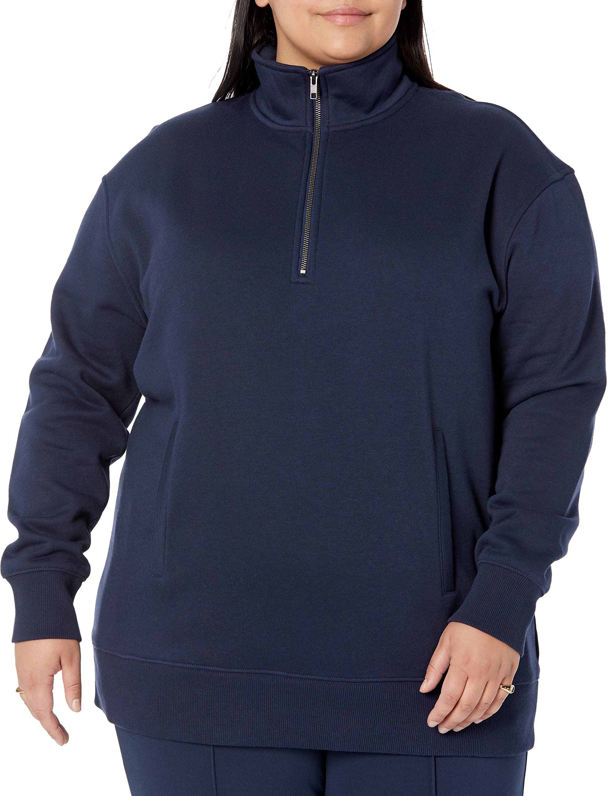 Amazon Aware Felpa a Tunica con Mezza Cerniera dalla vestibilità Comoda (Taglie Forti Disponibili) Donna