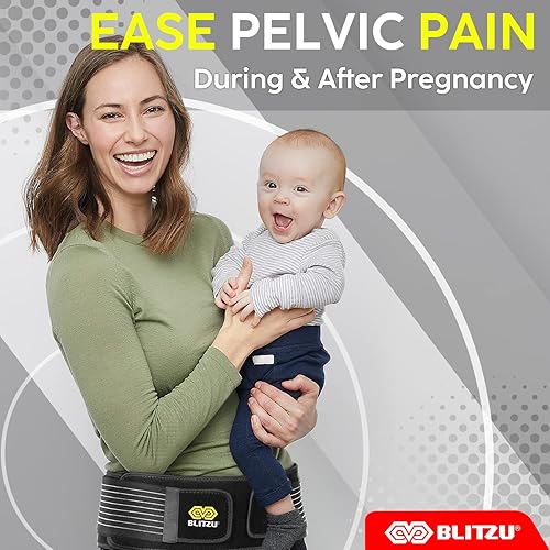 Miniatura 2 de BLITZU Cinturón de cadera Sacroilíaco SI para mujeres y hombres. Cinturón de soporte de espalda baja. Soporte de compresión para alivio del dolor de