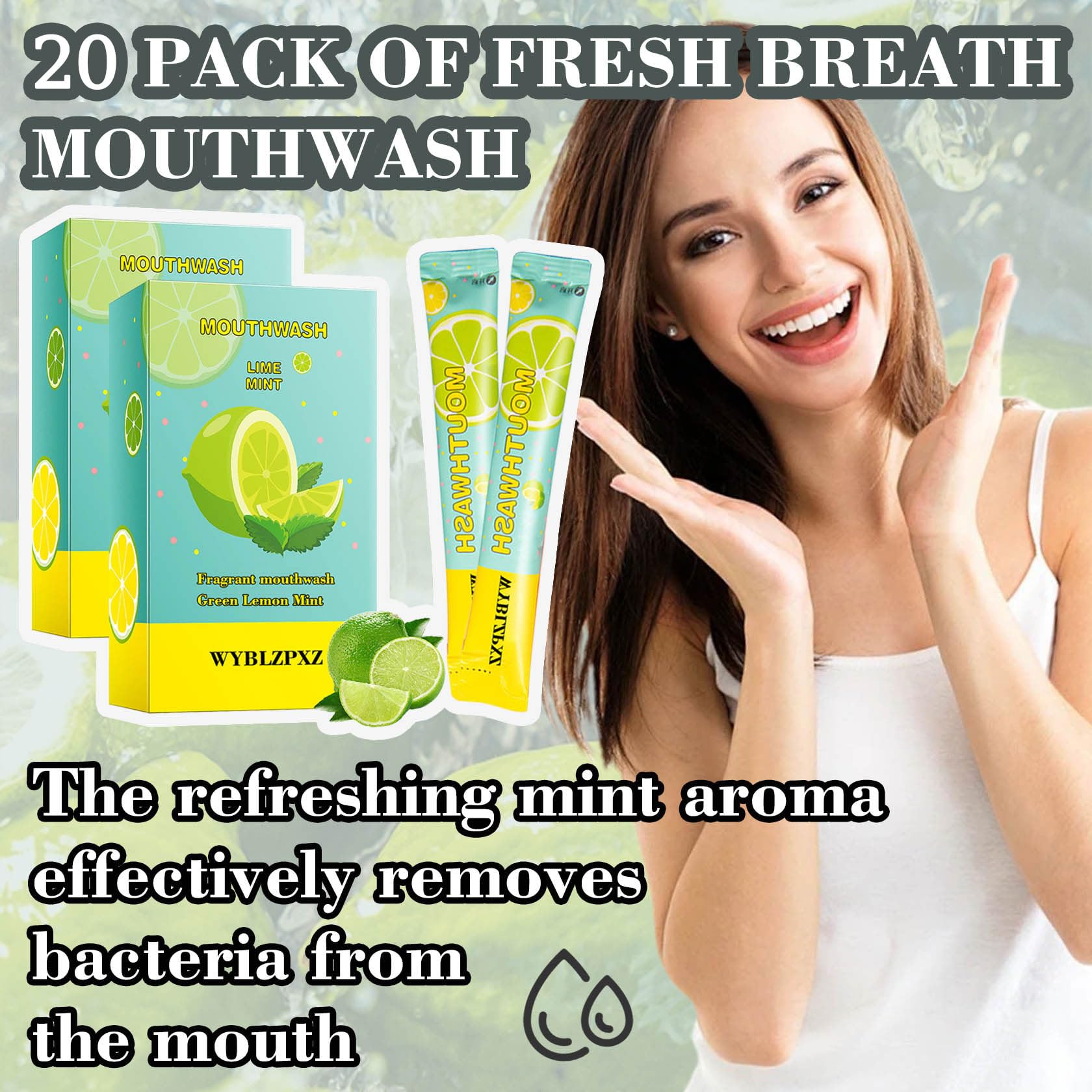 Mint Lime Travel Size Mouthwash for Adults,20 Pack Portable Mouthwash for Fresh Breath,Individual Mini Mouthwash Travel Size Mouth Wash Products for Women & Men