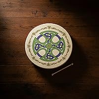 Vista 4 de Waltons Bodhrán 18 pulgadas (Brosna Cross) - Instrumento irlandés hecho a mano - Tono nítido y musical - Batidor de madera dura incluido con compra