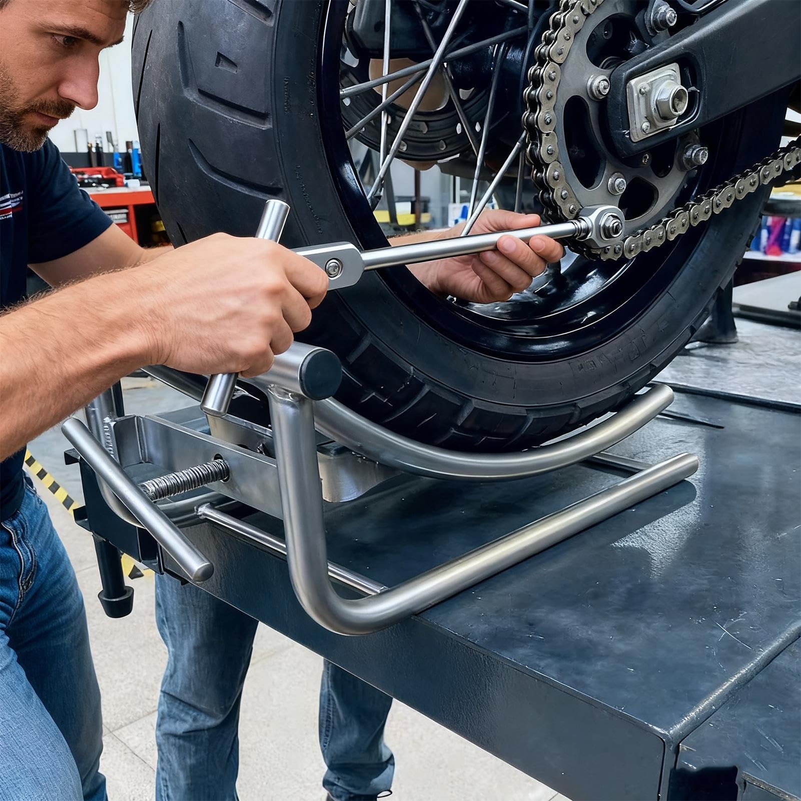 Supporto Per Riparazione Pneumatici Per Di Assistenza Regolabile In Altezza - Strumento Di Sostituzione In Acciaio Inossidabile Da 14,9x9,4 Pollici | Capacità Di Carico Di 60 Kg Per Gara