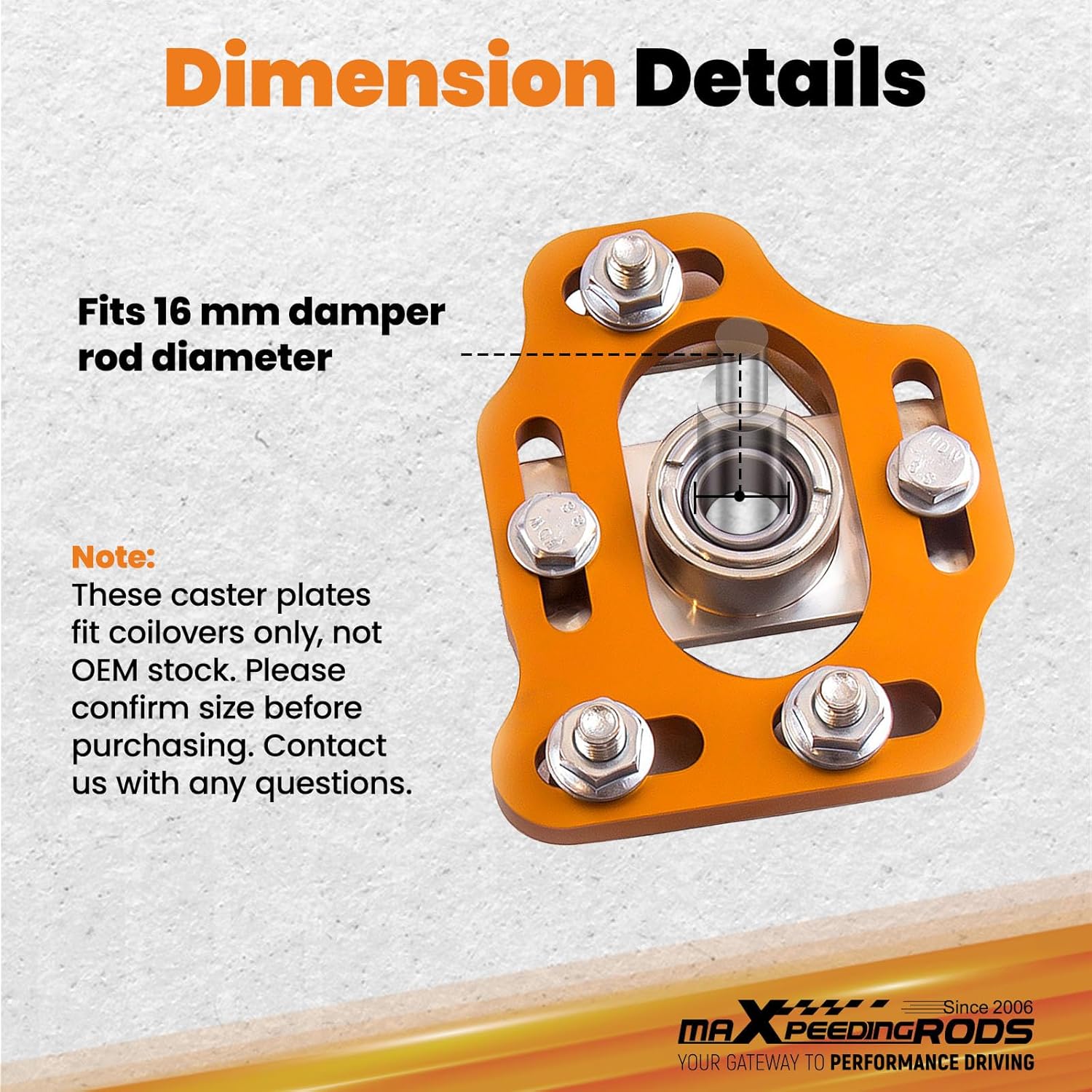 maXpeedingrods Coilovers Camber Plates Adjustable Front Upper Mount for Ford Mustang 1979-1989, 2PC Camber Caster Plate Gold