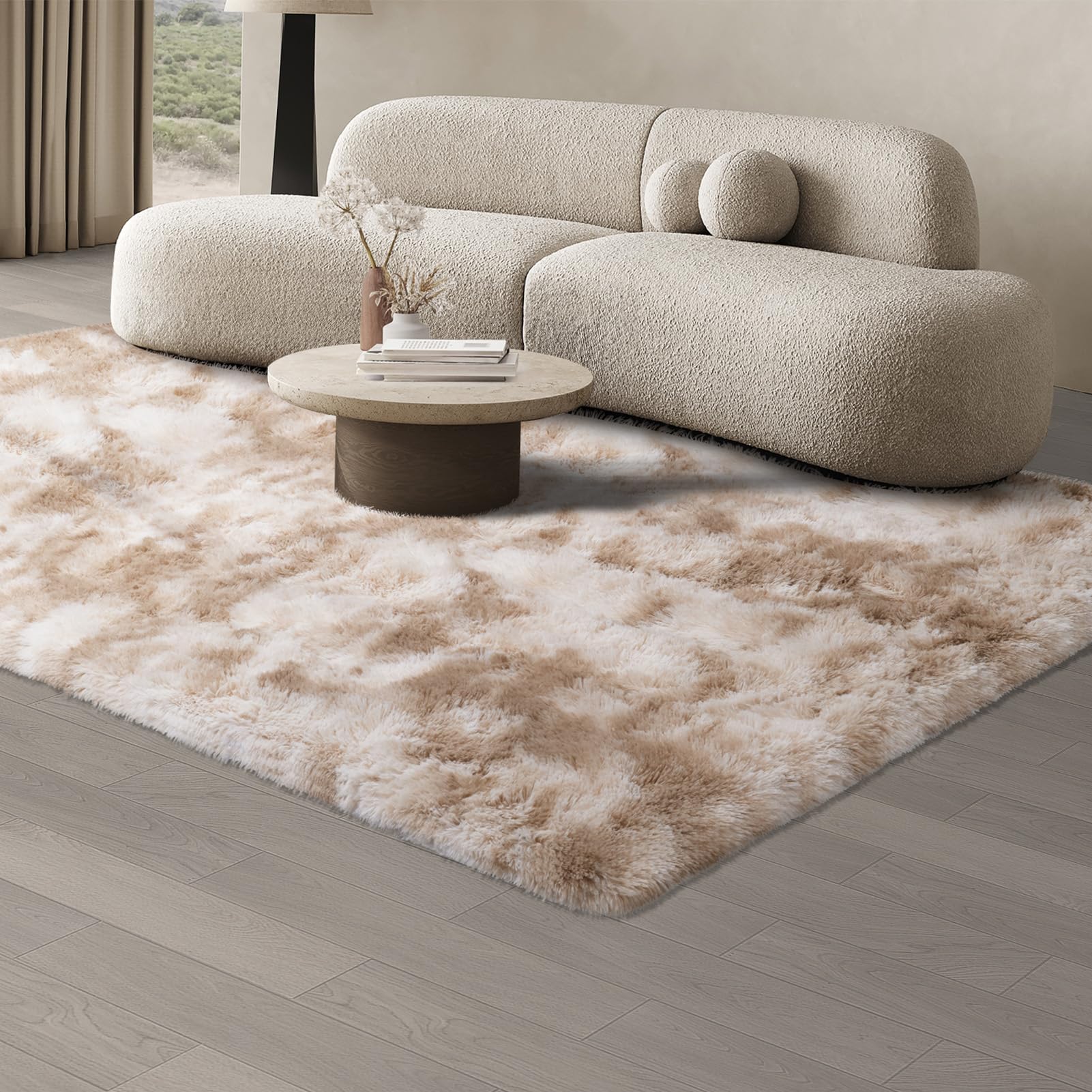 JOJOSEE Rugs Living Room, 140 x 200 cm Khaki Area Rug, Anti Slip Soft Fluffy Shaggy Extra Large Floor Carpets Mat for Bedroom, Nursery Bedside (Khaki, 140x200cm) — image 1