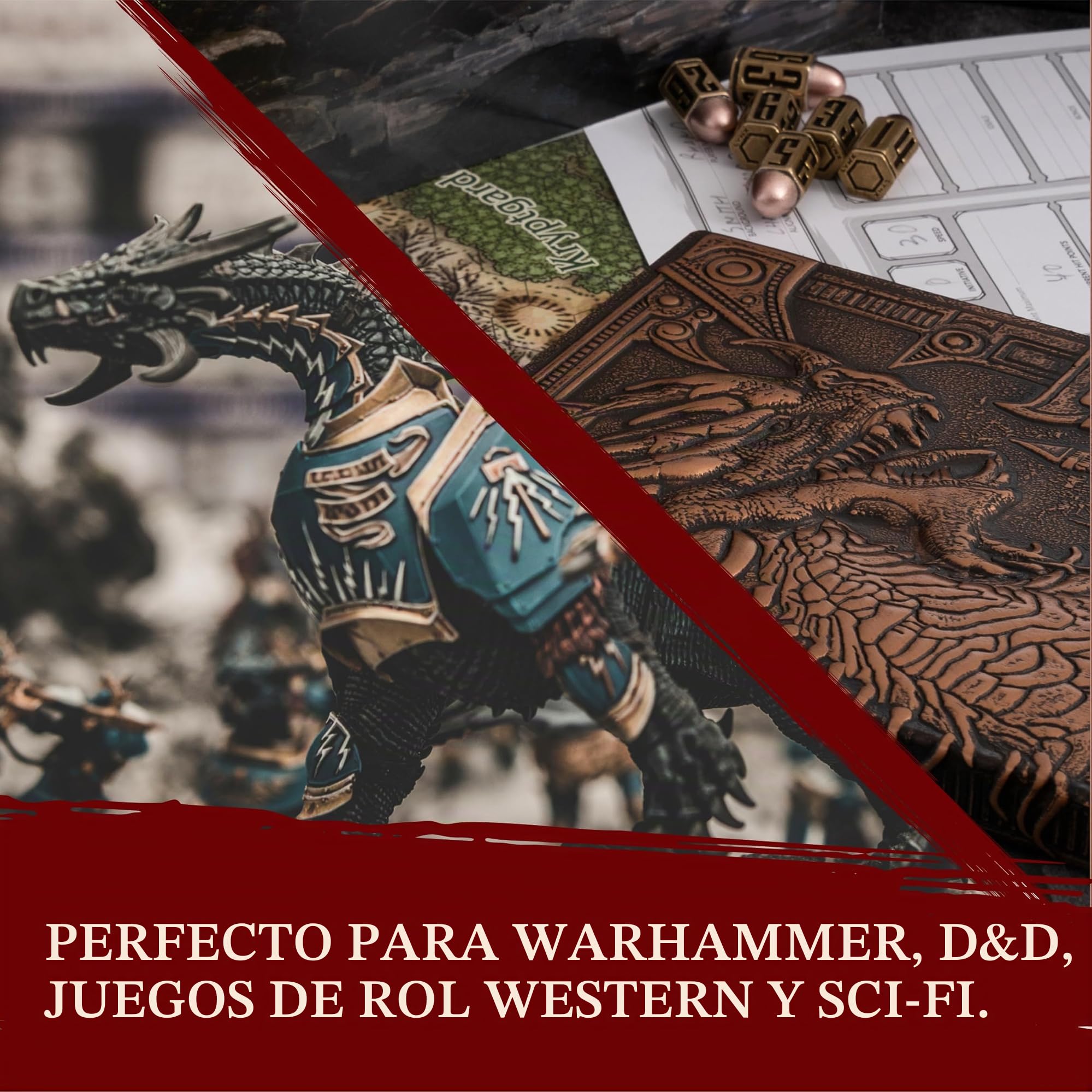 Bullet Metal Dice Set - Seis Dados de Balas D6 en latón - Compatible con DND, Wargames, Juego de rol, D&D, ... Perfecto Regalo/Accesorios de RPG/Dungeons and Dragons/D and D Español.