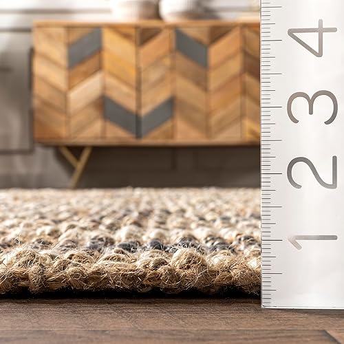 Miniatura 2 de nuLOOM Filomena - Alfombra casual de yute a rayas, 5 x 8 pies, natural