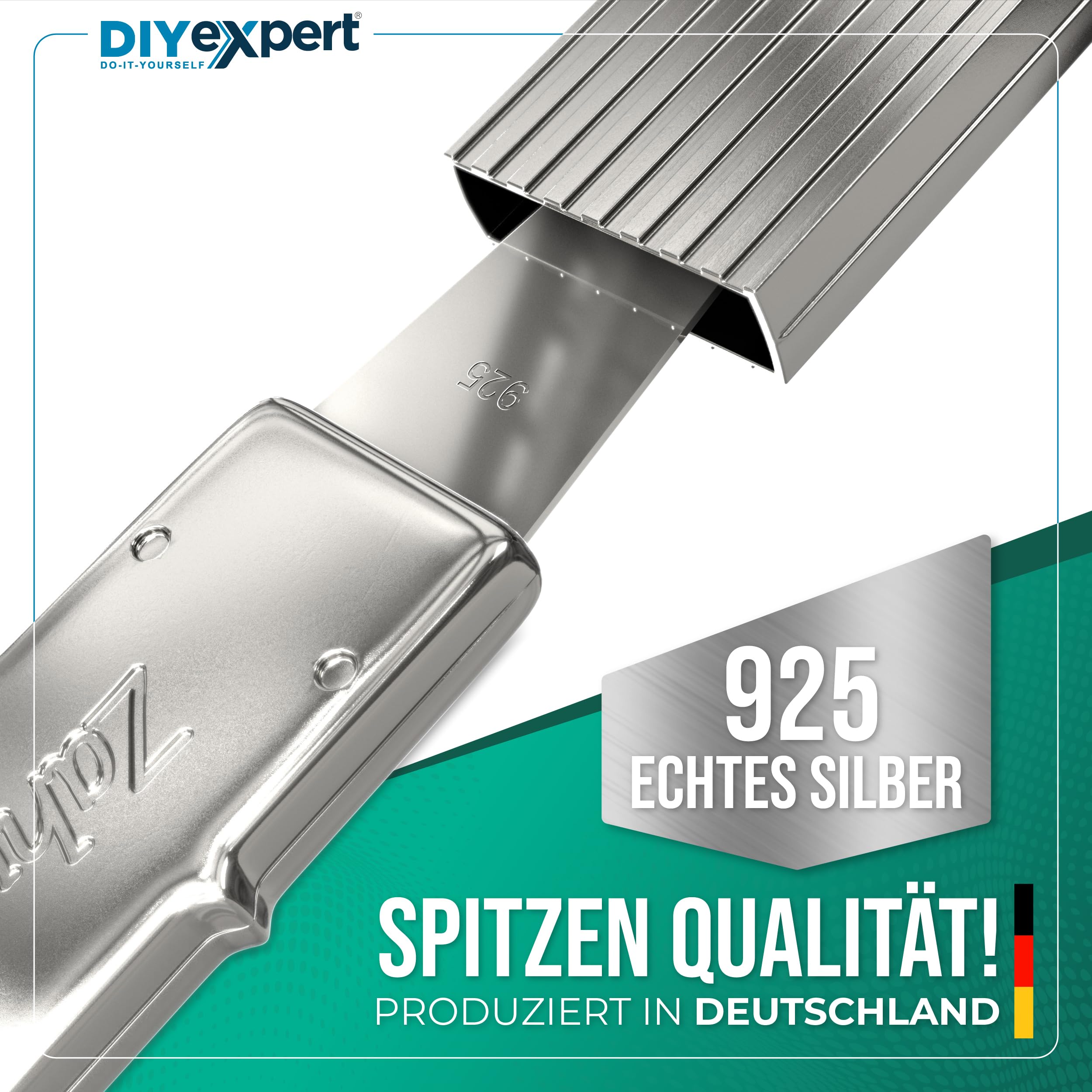 Home Xpert zahnfreund Dental limpiador/Tooth Pick herramienta/longitud 4 cm, incluye mango/5,5 cm longitud total con caso/Platinum- con Real de color hoja de plata, 12 Item