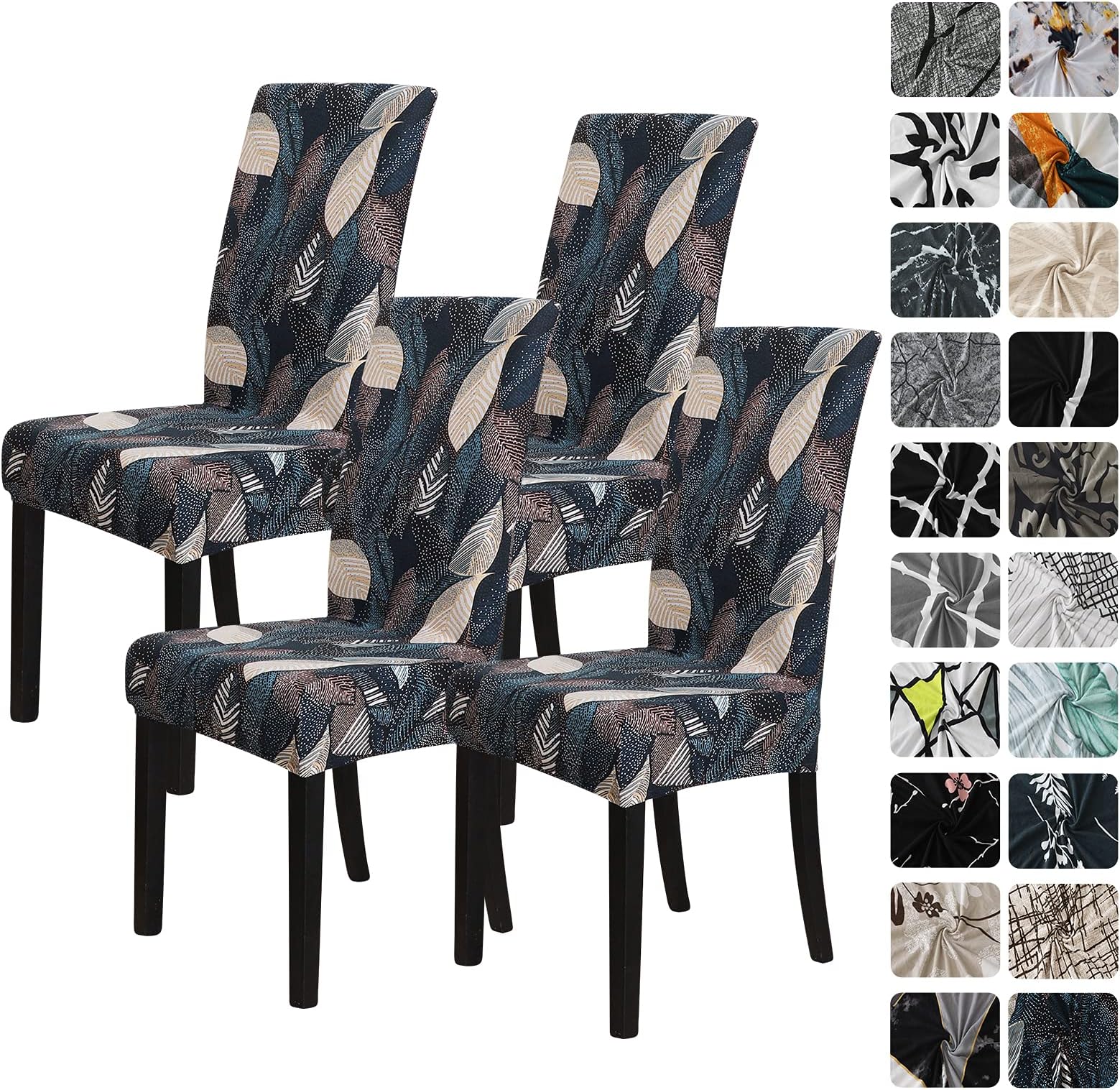 FORCHEER Chair Covers for Dining Chairs Set of 4,Full Flora Stretch Dining Room Chair Cover Kitchen Parsons Chair Slipcovers (Pack of 4, Full Floral)