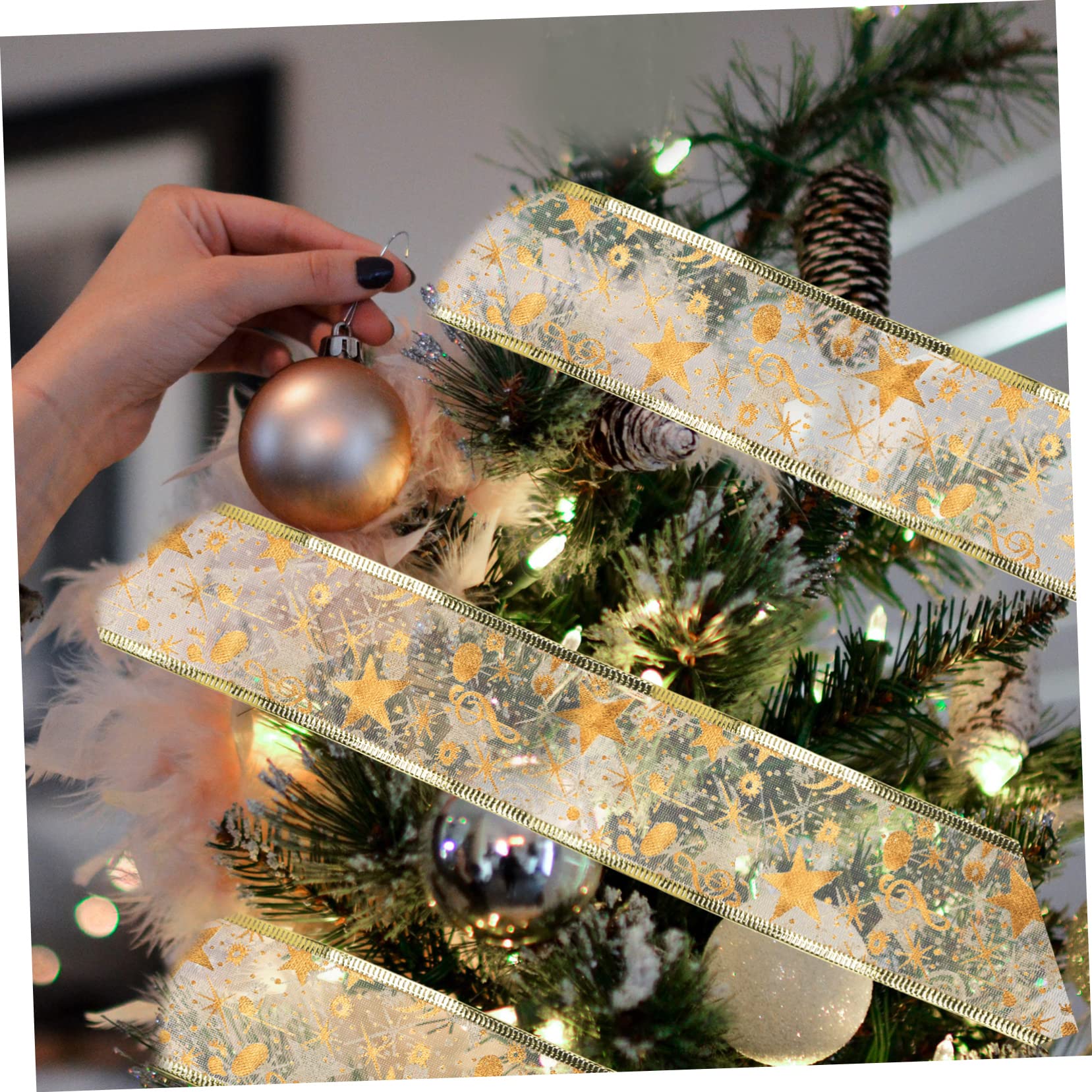 STOBOK 3rollen Weihnachtliches Dekorationsband Glänzendes Weihnachtsbaum-garland-ribbon Mit Festlichem Muster Für Und Partys Für Weihnachtsdekoration Und Bastelprojekte