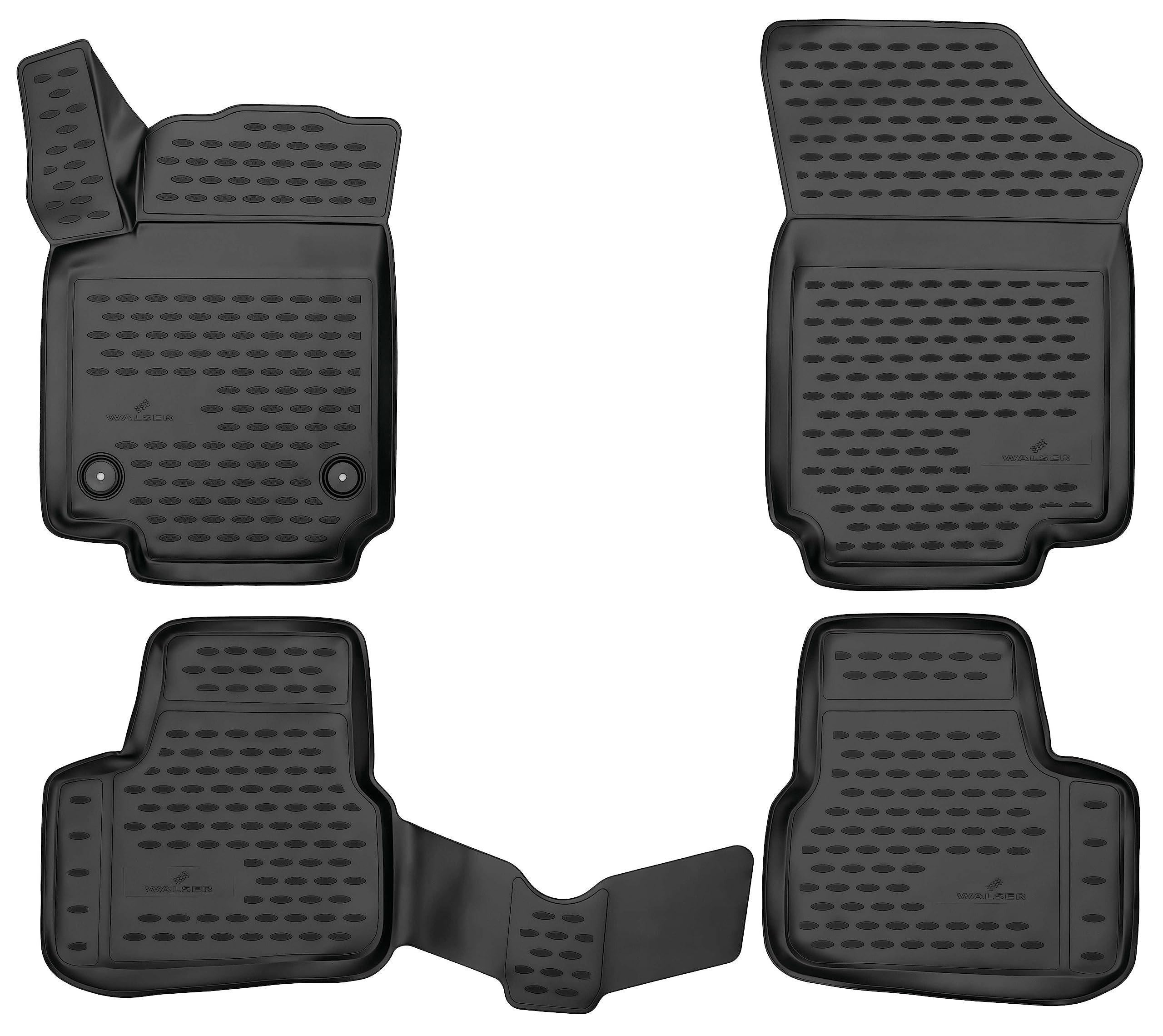WALSER Tappetini in gomma per auto XTR su misura compatibile con VW Up, 2011 - 2023, Tappetini auto antiscivolo, protezione vano piedi