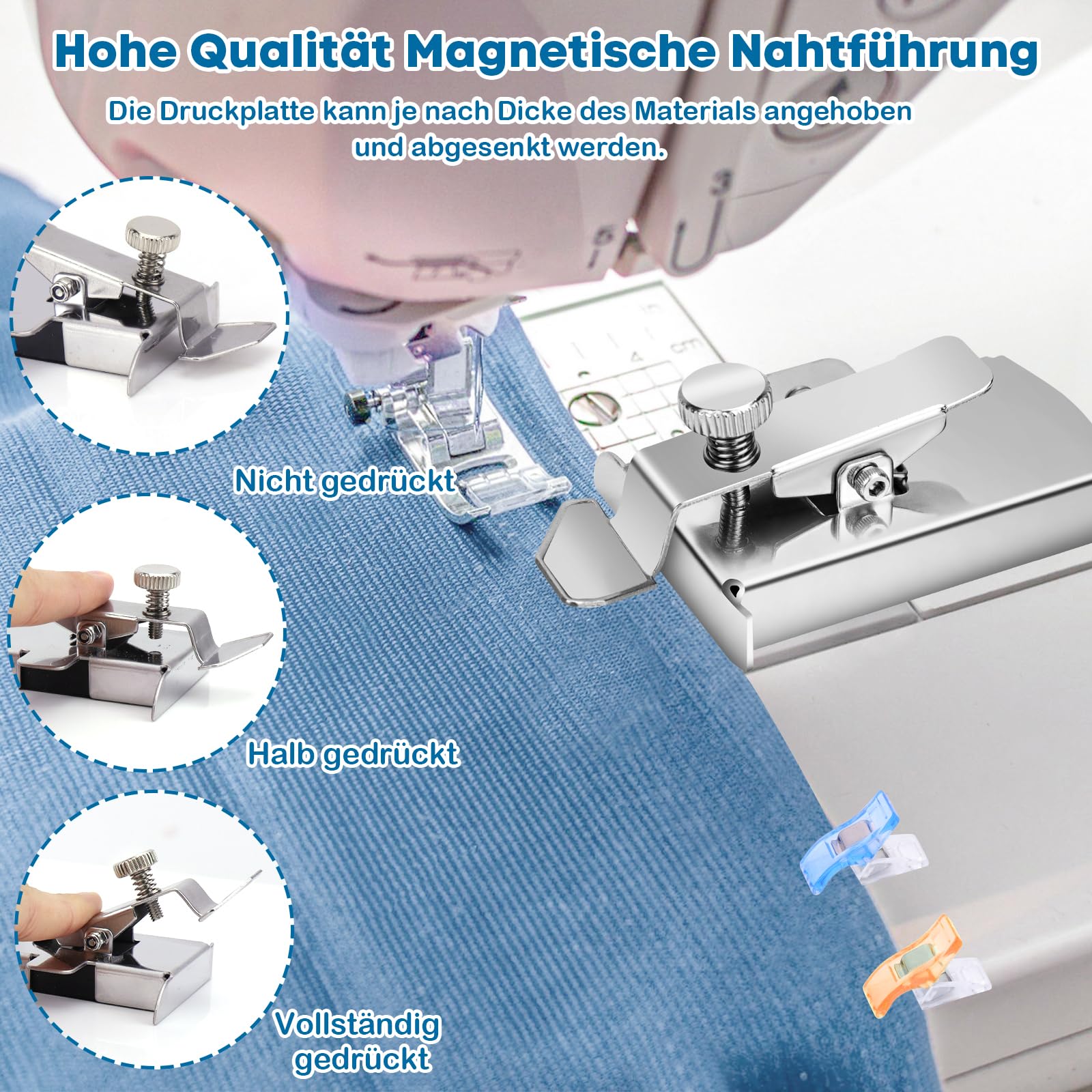 36-teiliges Nähzubehör Set - Mit Magnetischen Nahtführungen & Schneiderkreide
