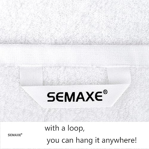 Miniatura 2 de SEMAXE Juego de toallas de baño de 100 % algodón, absorbentes y suaves, toallas de baño con bucles para colgar, calidad de hotel y spa, juego de