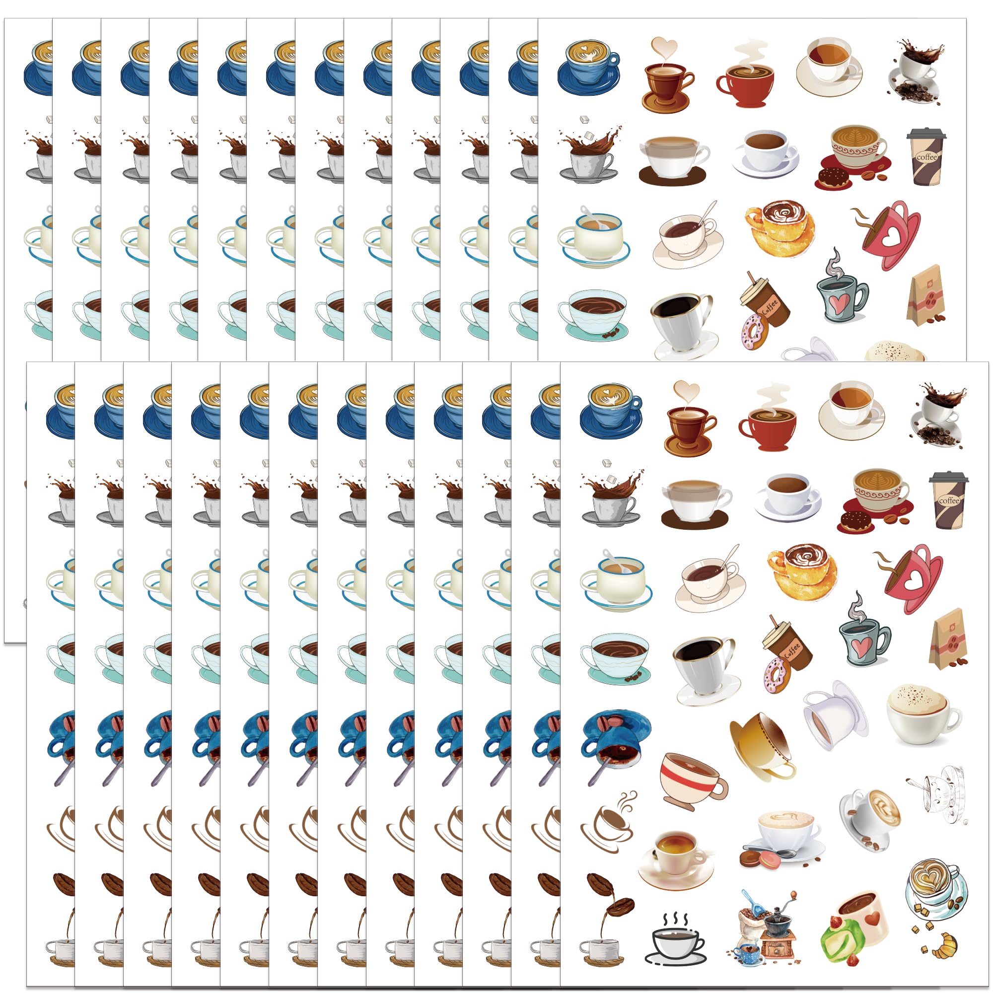 Yunahoo 816PCS Coffee Stickers Party Favors Latte Stickers Coffee Themed Supplies Holiday Birthday Baby Shower Wedding Party Decorations