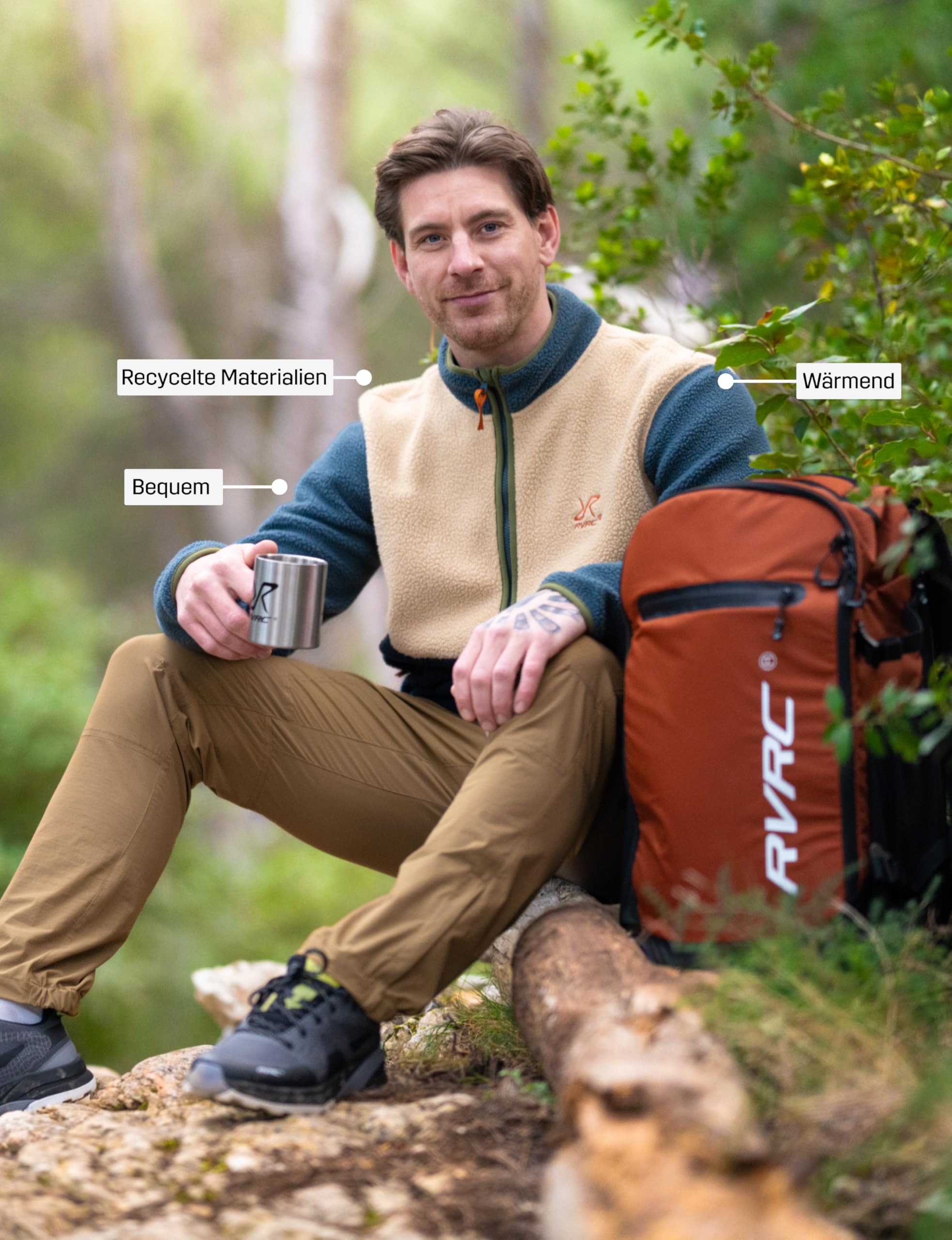 RevolutionRace Canyon Half-Zip Pile Fleece für Herren, Outdoor Teddy Fleecejacken perfekt für Wanderungen und Outdoor-Abenteuer