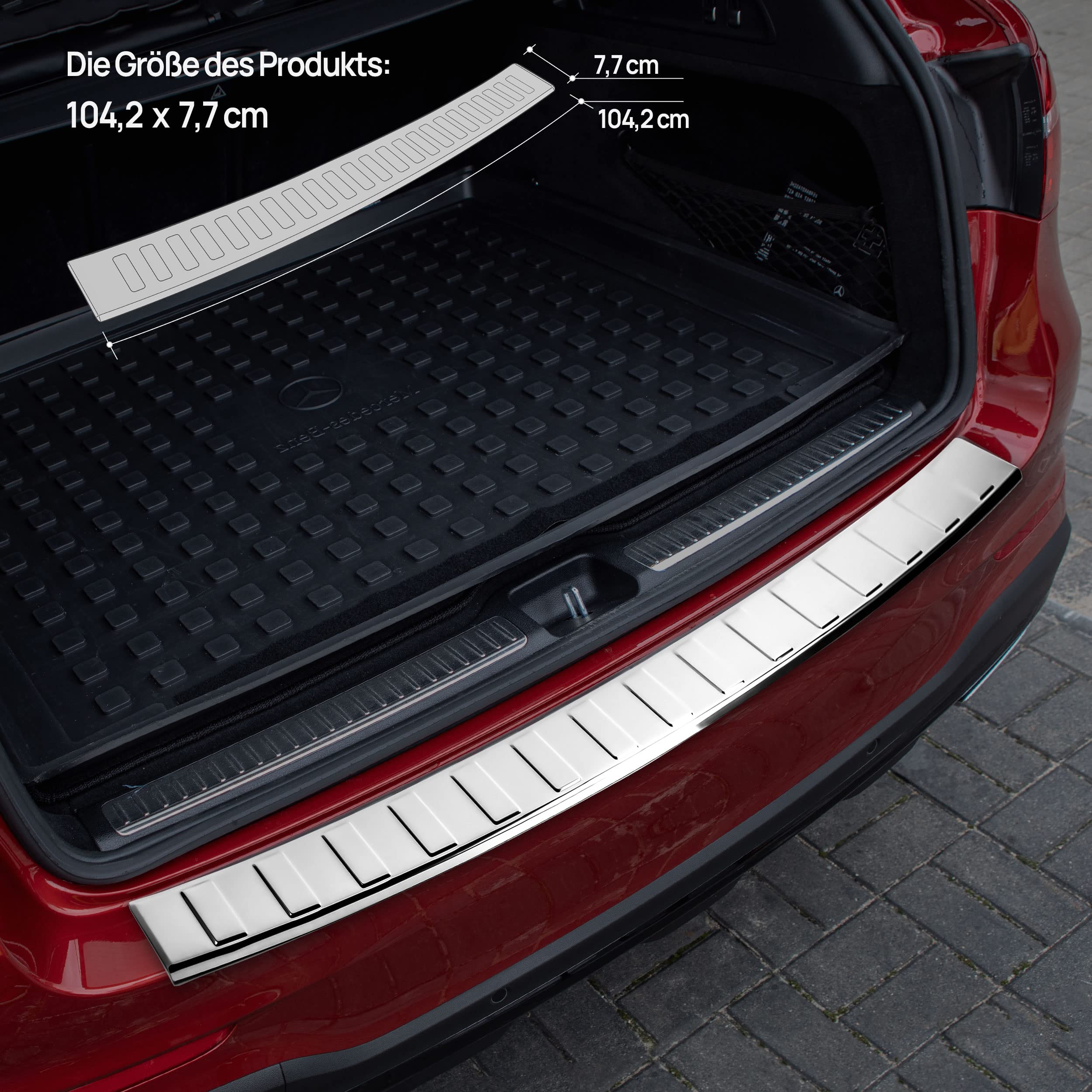 CHROMEMASTER | Ladekantenschutz Stoßstangenschutz | Kompatibel mit Mercedes GLC X253 2015-2022 | Edelstahl Poliert/Chrom | Lackschutzleiste Sichert den Heckstoßfänger vor Kratzern