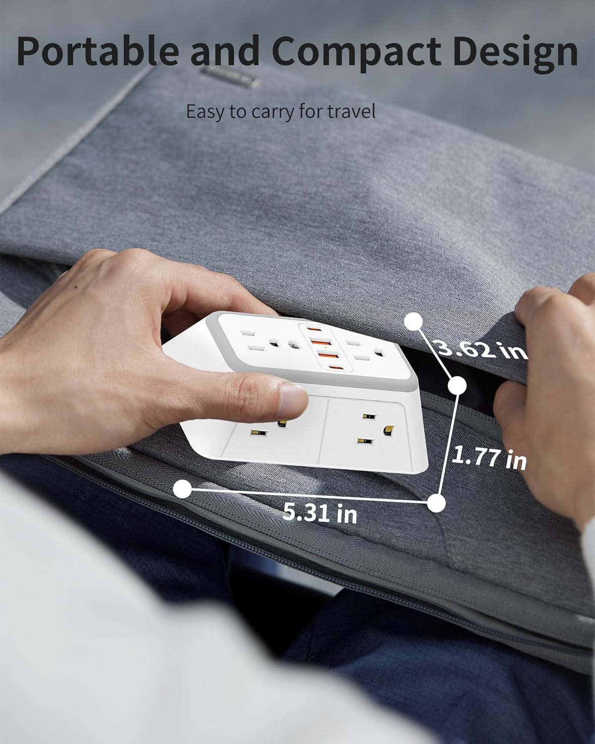 2 Pack Outlet Extender Surge Protector, Power Plug Adapter, 6 Outlet Wall Plugs, Also Equipped with 2 USB A Ports and 2 USB C Ports, 3 Sided Charging Design, Suitable for Home, Travel, and Office