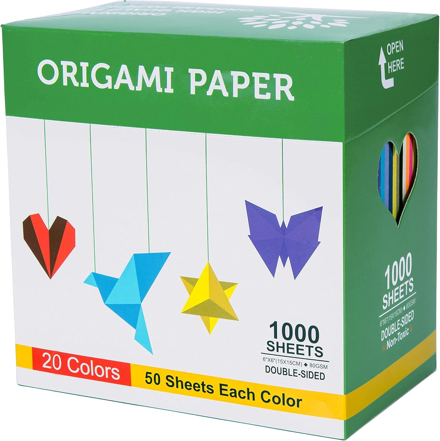 Origami Paper Double Sided Color - 160 Sheets - 20 Colors - 6 Inch Square Easy Fold Paper for Beginner