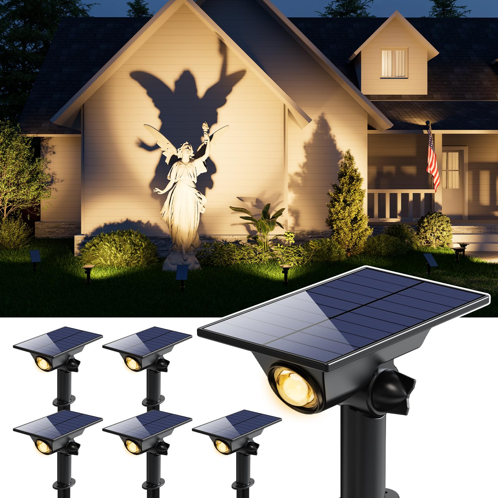 GVSHINE Solar Power Spot Lights Outdoor 6 Pack