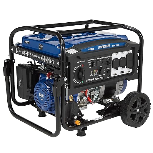 Powerhorse Portable Generator, 9500 Surge Watts, 7500 Rated Watts, 120/240V, Dual-Fuel, Electric Start, CO Shutdown