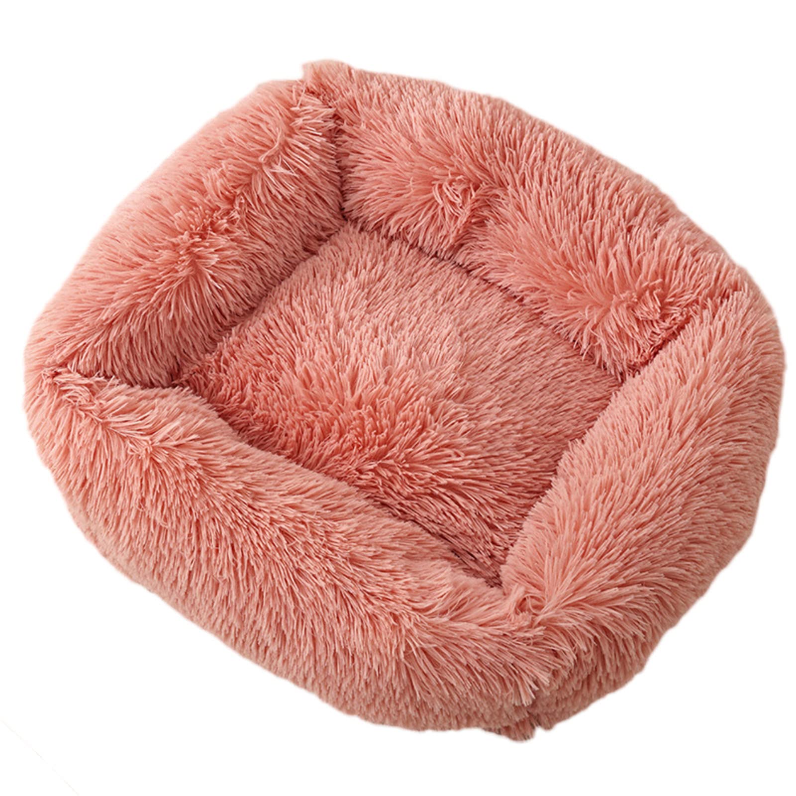 Zoomlie calming dog bed large washable cuddler bed fluffy plush warm comfy pet bed rectangular cat bed soft deep sleep dog bed for small medium large dogs cats (S(55 * 45 * 20cm),Pink 1)