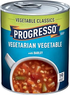 Progresso Vegetarian Vegetable with Barley Soup, 19 oz - High Fiber Veggie-Packed Canned Soup, No Artificial Flavors
