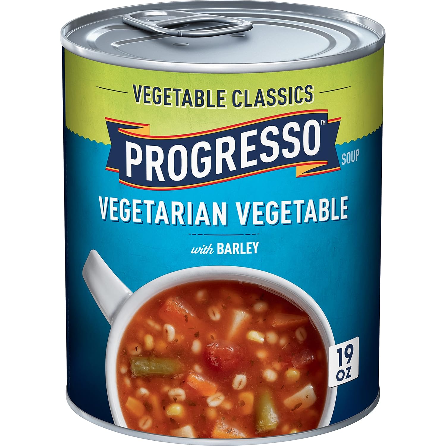 Progresso Vegetarian Vegetable with Barley Soup, 19 oz - High Fiber Veggie-Packed Canned Soup, No Artificial Flavors