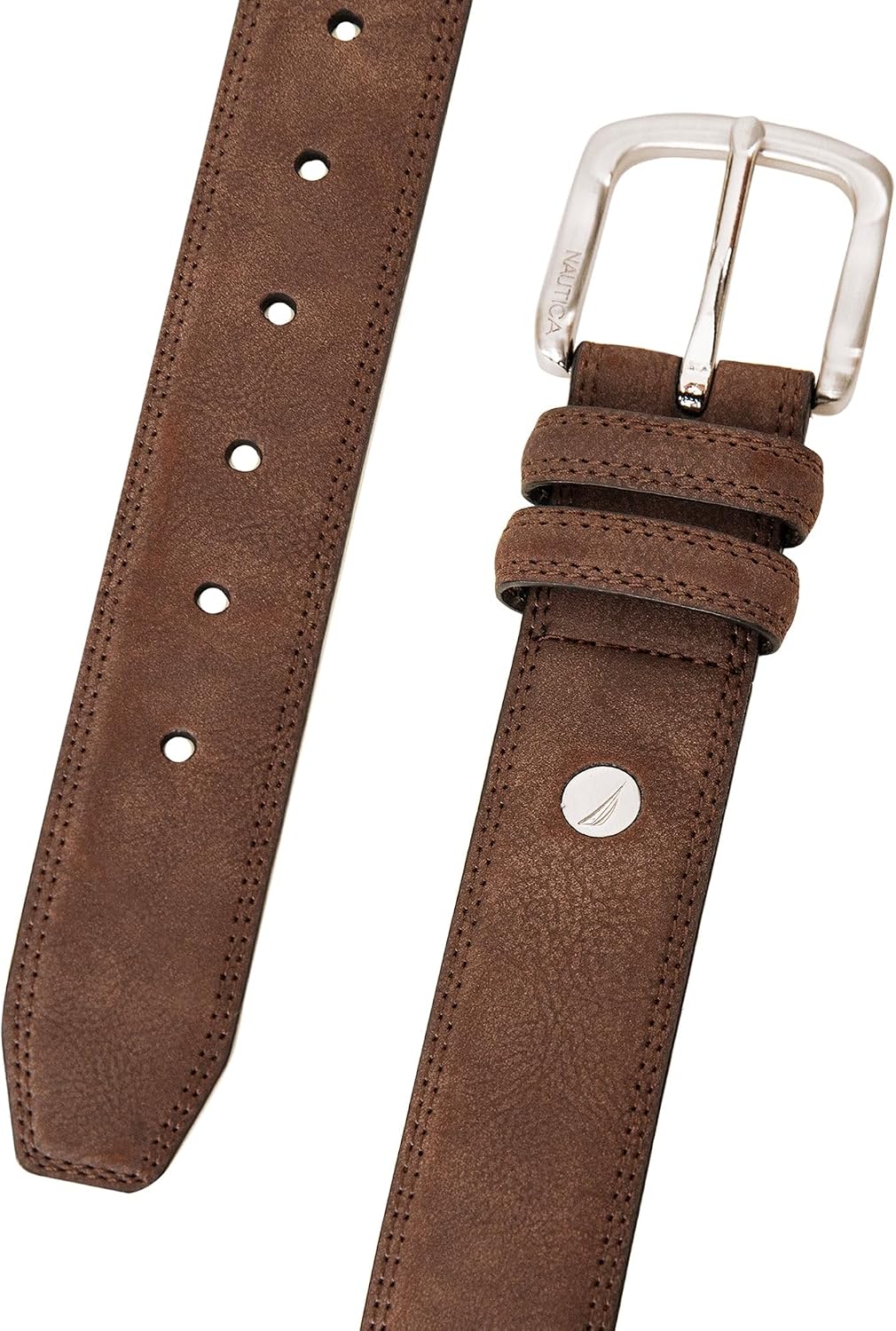 Nautica Men's Casual Leather Belt | Everyday | Classic | Pants | Jeans | Khakis | Chinos | Metal Buckle