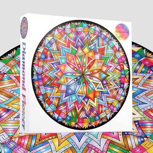 Miniatura 3 de Bgraamiens Rompecabezas de 1000 piezas con diseño de flor de diamantes, rompecabezas de desafío de color difícil para adultos y niños (flor de