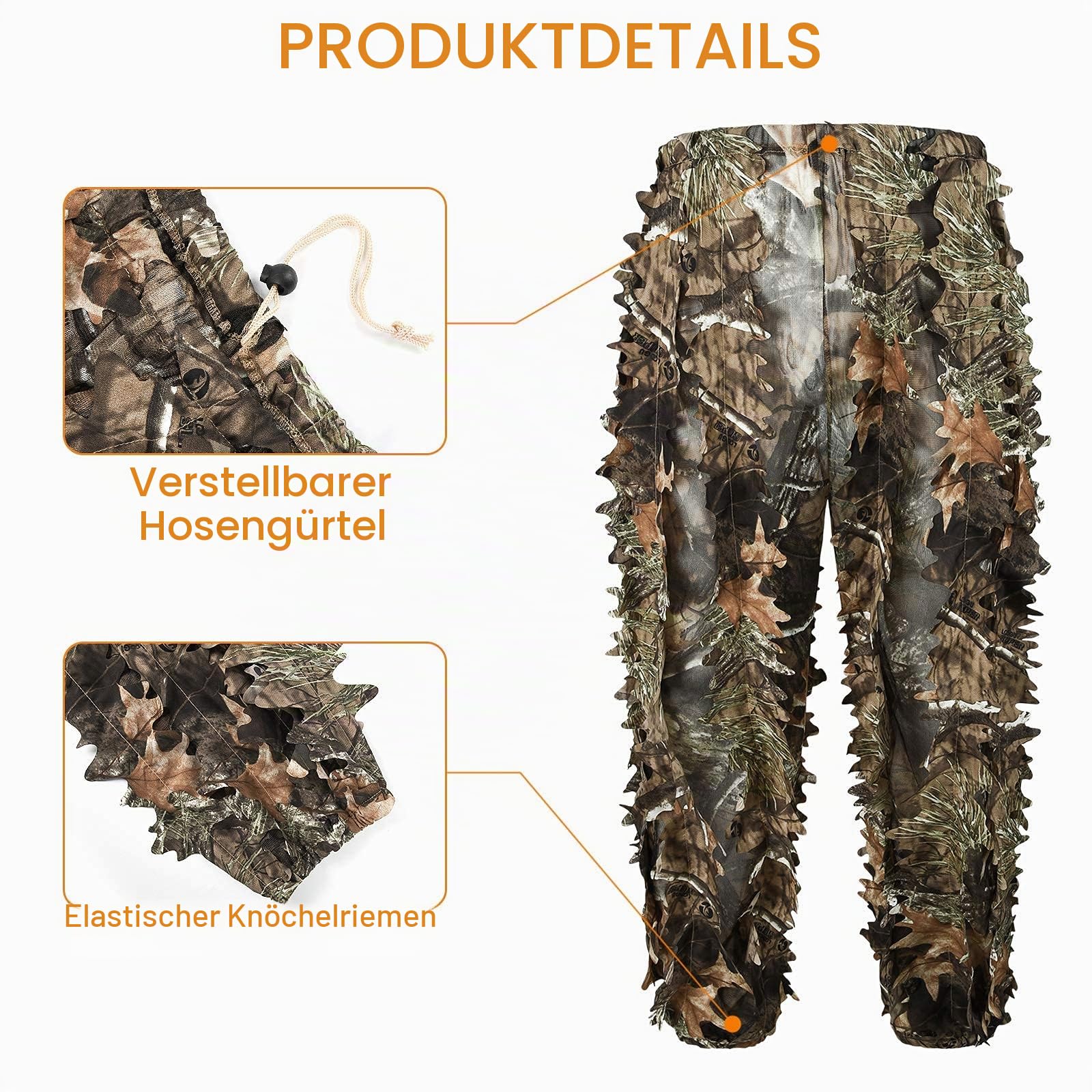 LOOGU 3D-Ghillie-Anzug mit Blättern, leicht, Camouflage-Anzug für Erwachsene, ideal für Airsoft, Jagd, Tierfotografie, Vogelbeobachtung, Halloween, Schießen…