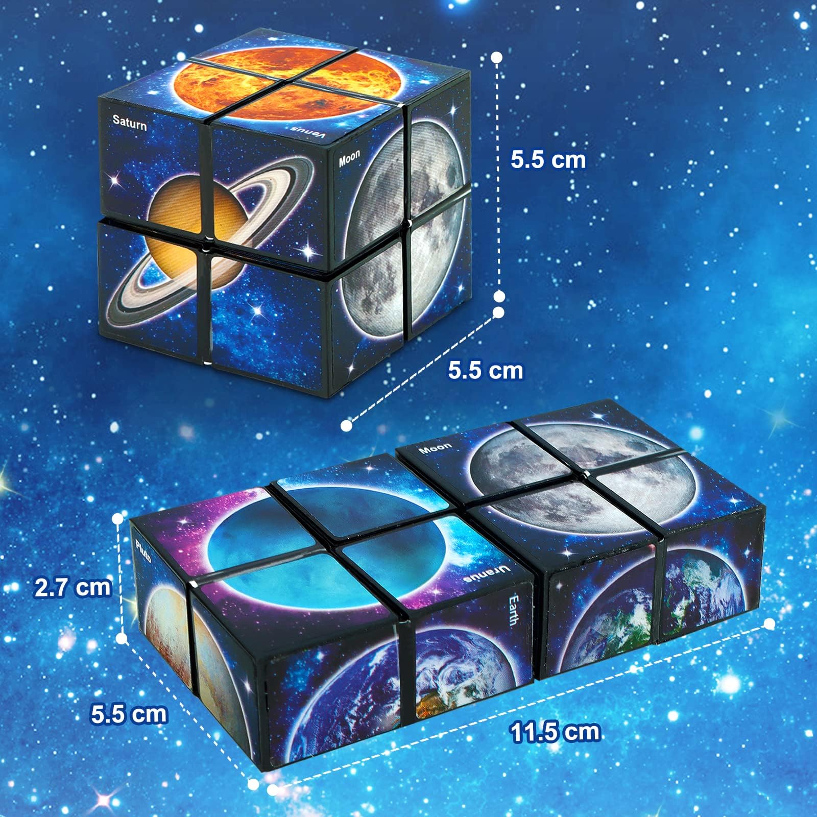 HhBdy 2 in 1 Star Sky Infinity Cube Set,Fidget Toys for Kids Magic Cube Stress Relief Toys Sensory Toys for Autism Teenagers Cool Presents for 8-12 Year Olds Boy-Educational Game Gifts - Image 2