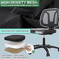 Vista 4 de Silla de oficina giratoria sin brazos de escritorio sin brazos de altura ajustable y soporte lumbar para el hogar