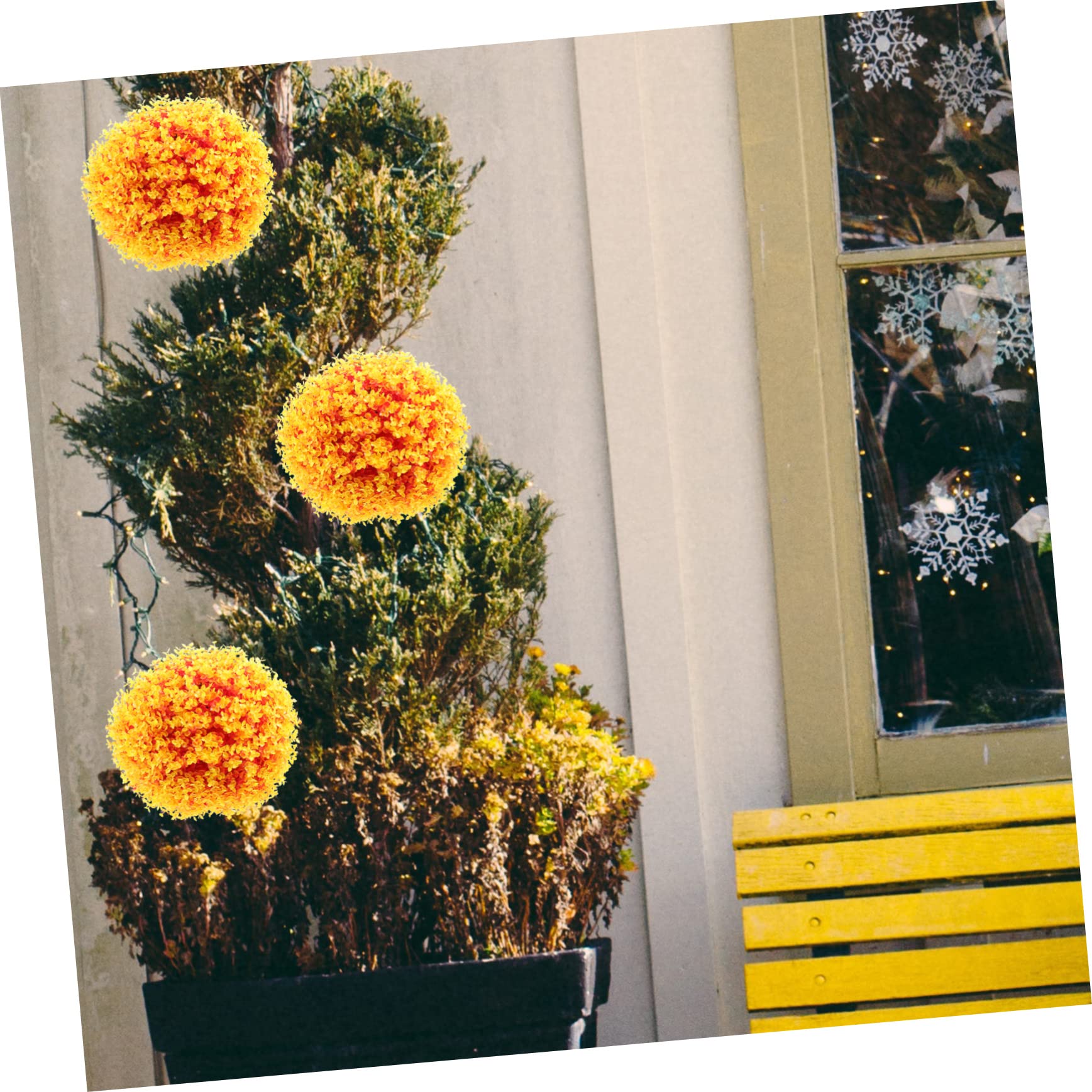 Zerodeko Bola de Plástico de Topiario de Eucalipto Artificial Naranja Ligera para Adorno Interior y Exterior en Bodas y Vida Diaria