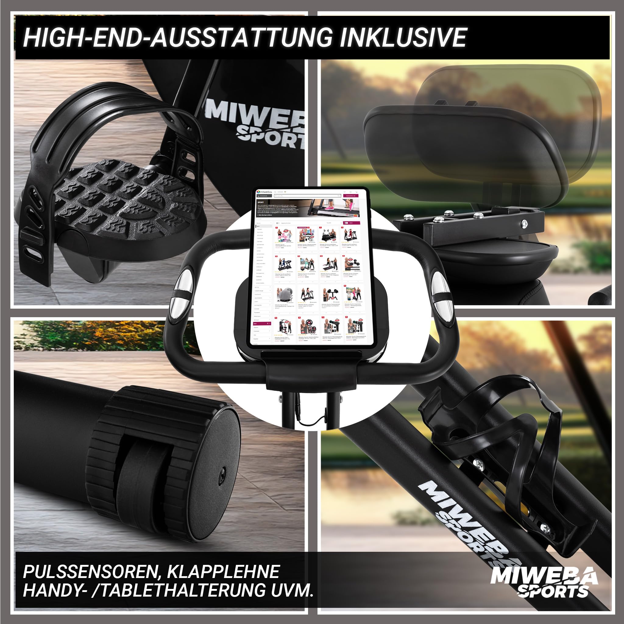 Miweba Sports Heimtrainer Fahrrad klappbar | Hometrainer leise bis 150 kg mit Komfort-Sattel | Ergometer Pedaltrainer Beintrainer Fitnessbikes Indoor Bike Home Trainer Fitness Fahrrad für Zuhause