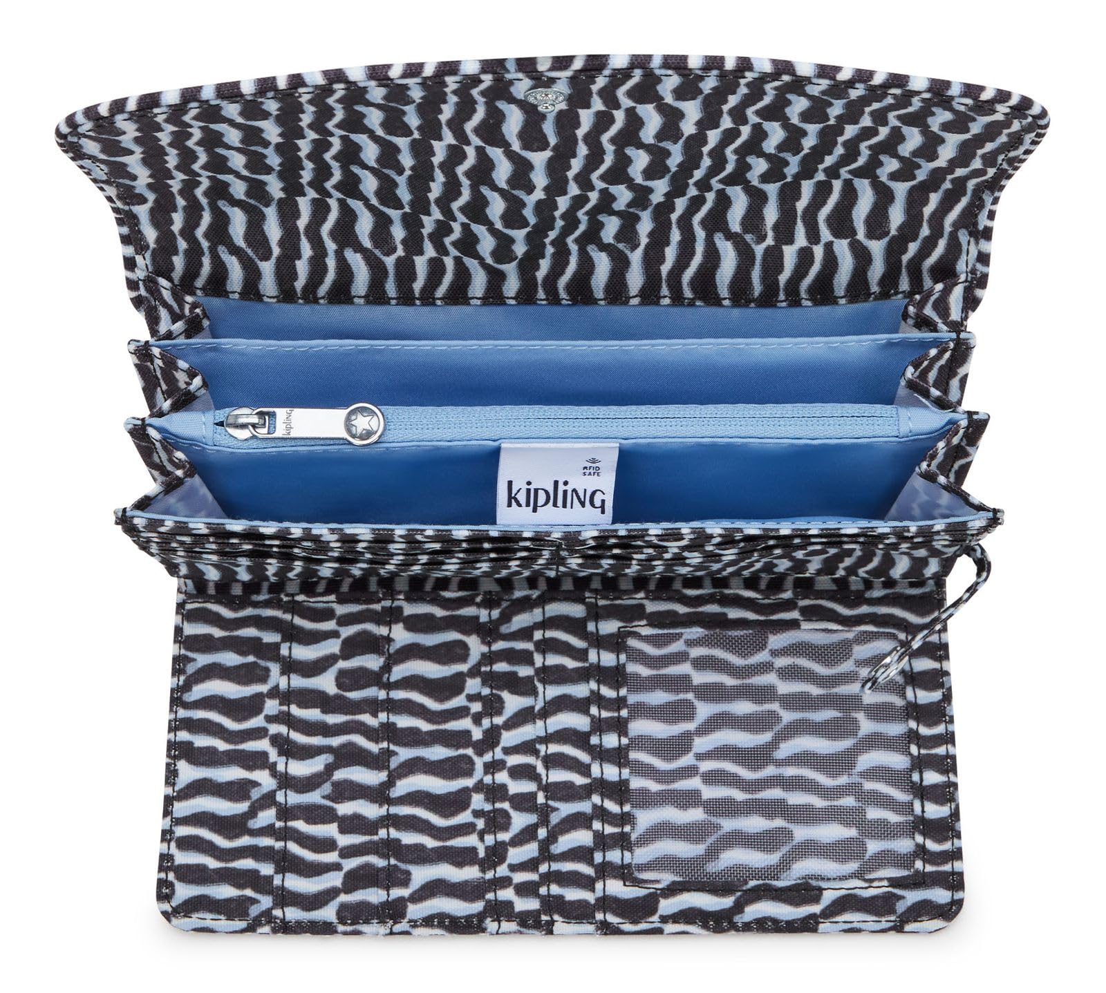 Kipling Money Land, Billetera Grande, Azul (Holiday Waves)