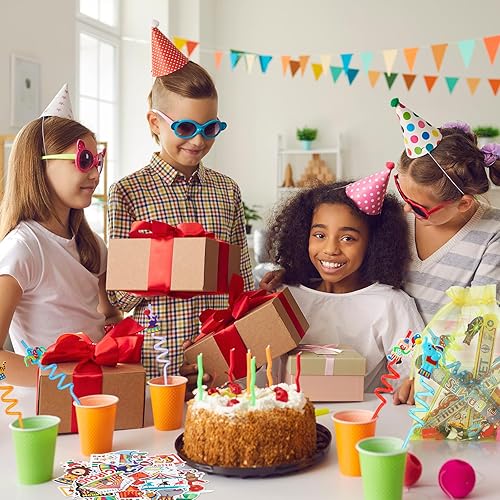 Miniatura 6 de Shappy Juego de 134 pulseras de circo para fiestas de circo, juguetes de payaso, llaveros, pajitas, estampadores, tatuajes, calcomanías, bolsas de