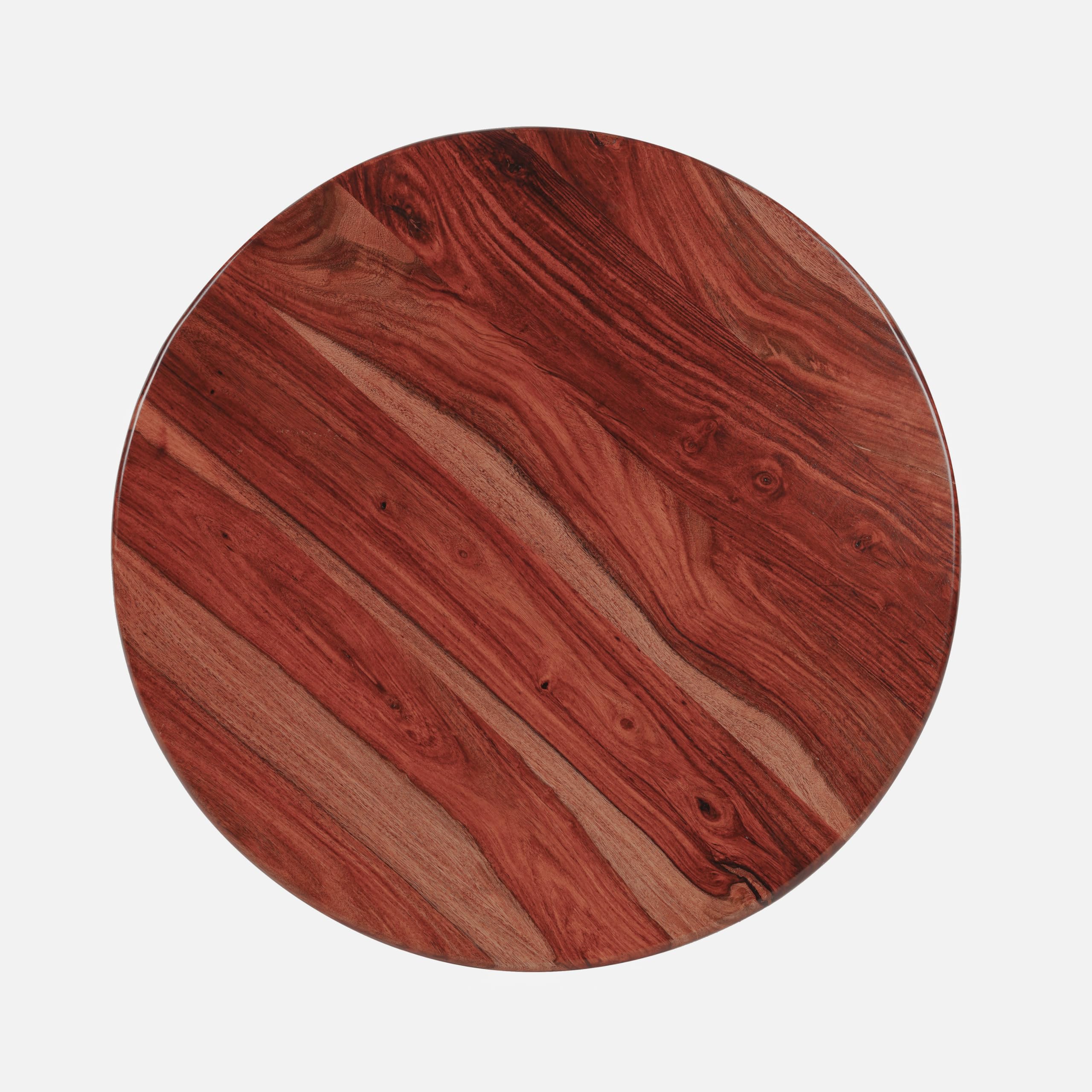 Wood Curls Solstice Sheesham Wood Coffee Table | Center Table for Living Room | Space Saver Tea Table for Office & Home | Natural Finish Round Table(18inch H x 19inch W) 4