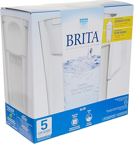 Miniatura 4 de Brita Jarra delgada con filtro de agua 5 tazas color blanco