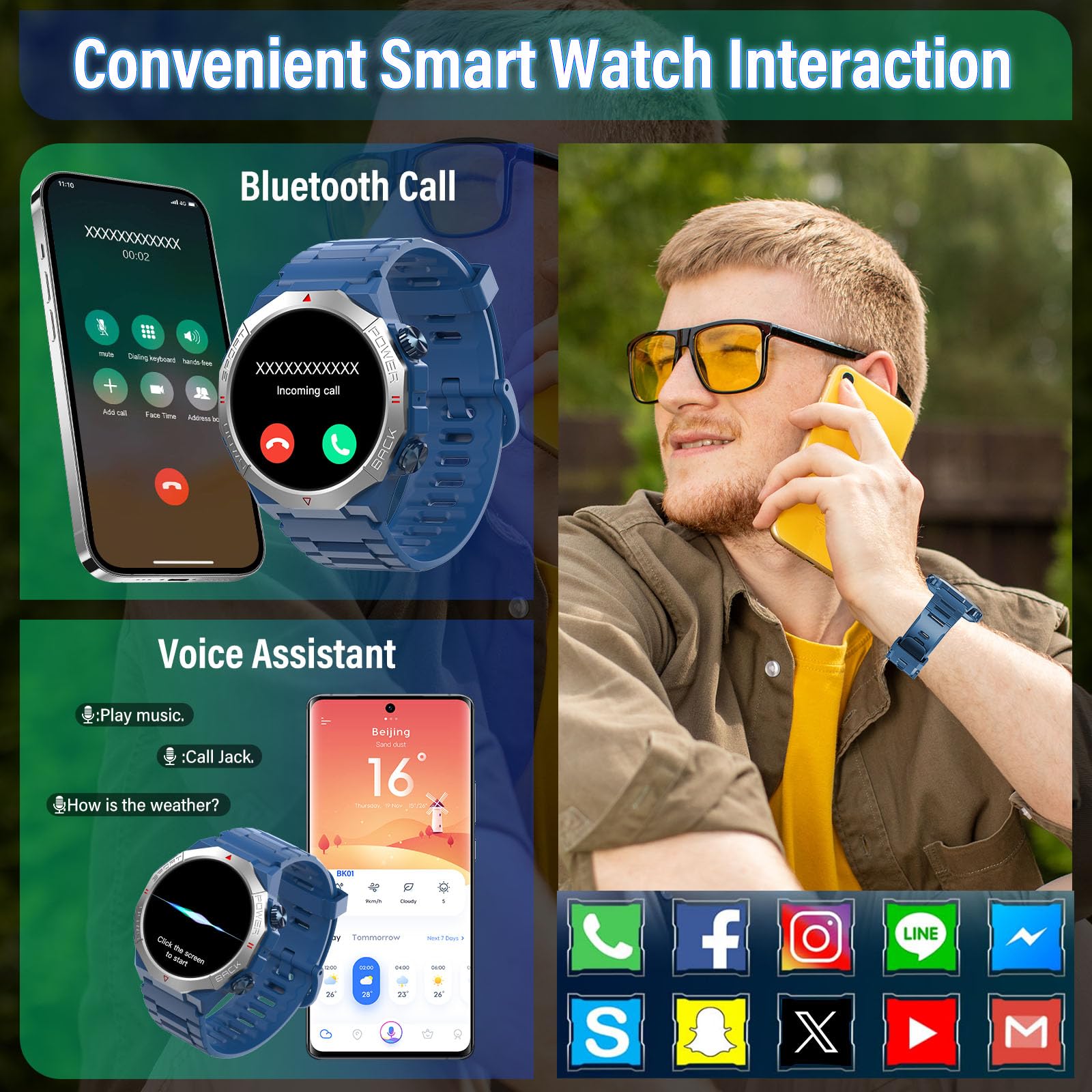 Soudorv 2026 Smartwatch Uomo, Nuovo 1,39'' Orologio Intelligente Fitness con Chiamate Bluetooth, Smart Watch Tracker 110+ Modalità Sportive per Cardiofrequenzimetro,SpO2, Smart Watch per Android