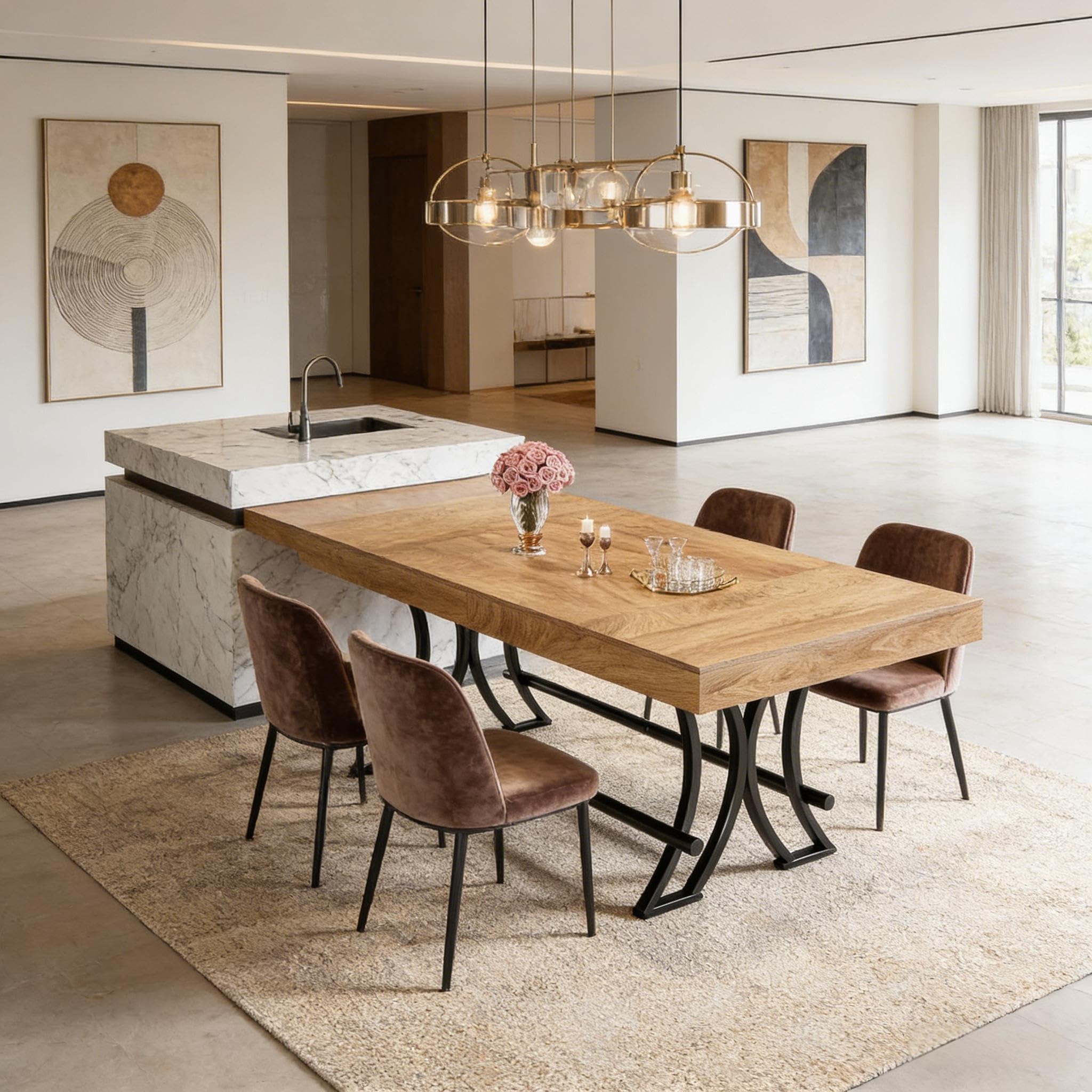 Tavolo da bar a isola da cucina, 160 x 70 cm, tavolo da pranzo industriale per 6-8 persone, altezza 90 cm, con poggiapiedi, effetto legno e metallo, nero/marrone