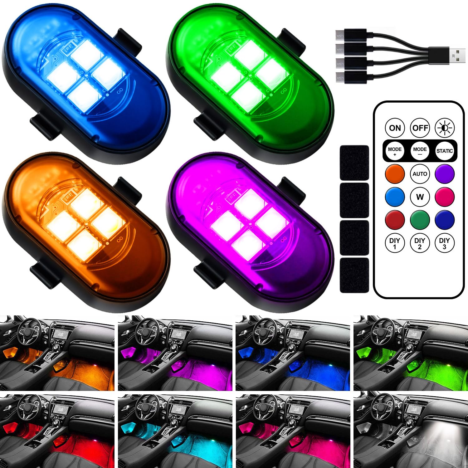 Upgraded Wireless LED Lights for Car