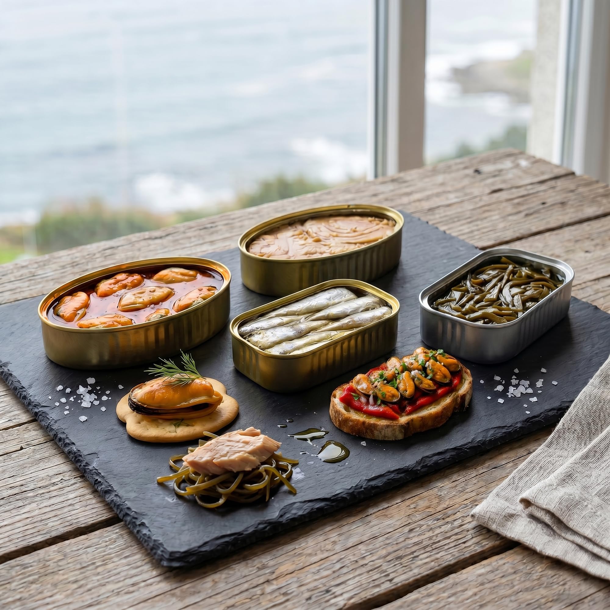 Caja Regalo Gourmet Sabor a Mar de VinNatura con Conservas Artesanales | Cesta gourmet de Galicia, regalos de empresa, celebraciones, elaboración tradicional, tarjeta personalizable