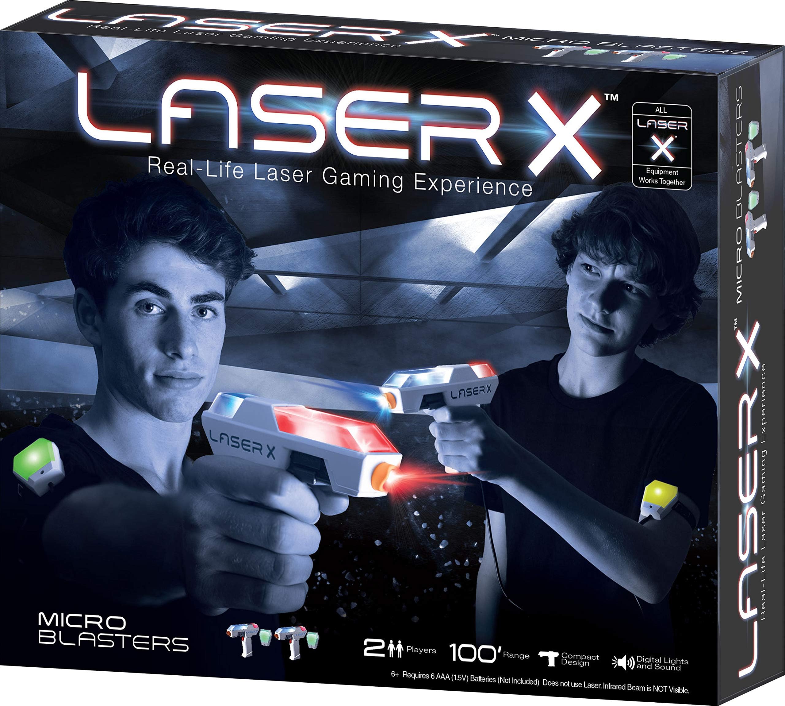 Two Player Laser Gaming Set, Multi, 2 Laser units with 2 Arms Receivers 100' Range